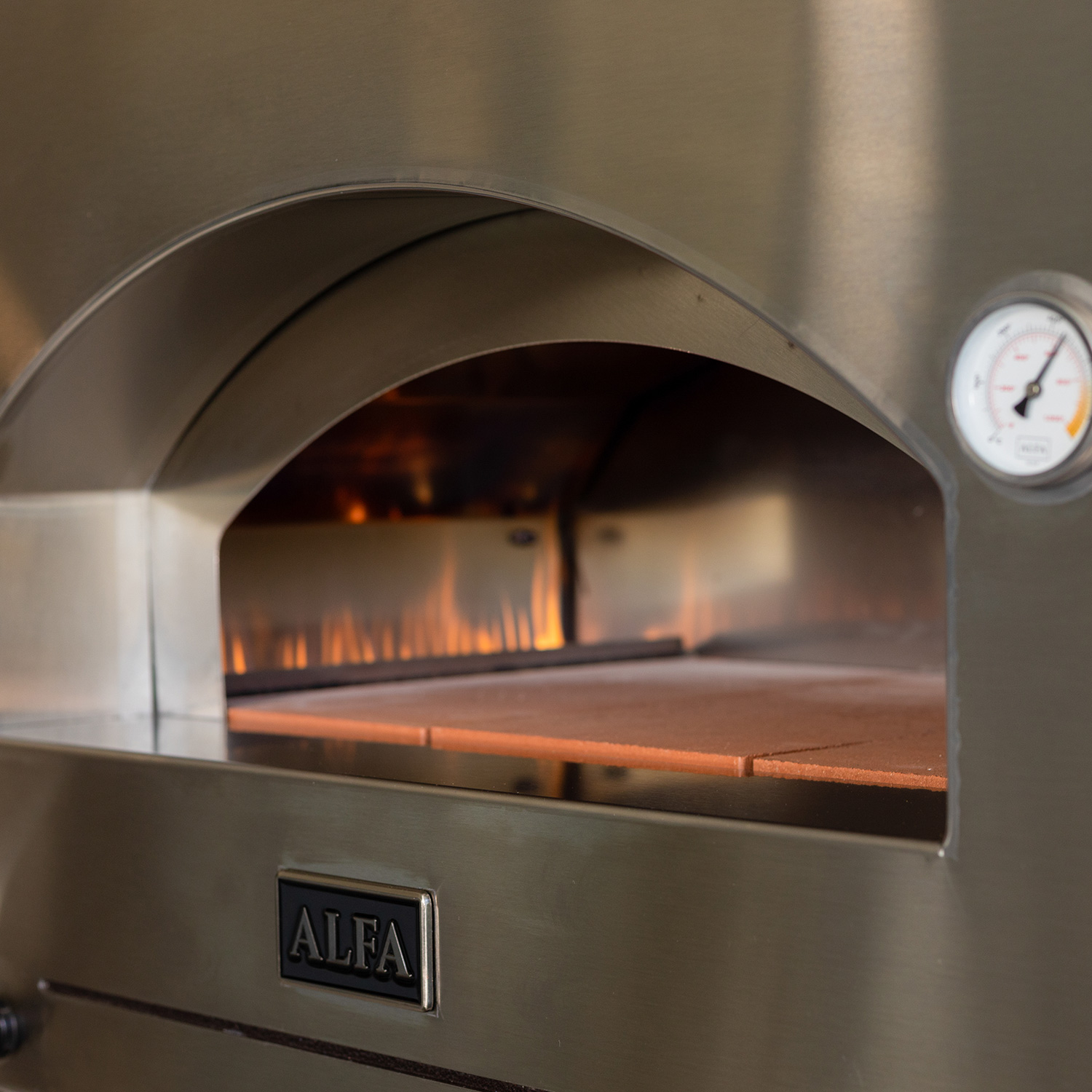 Alfa Futuro 2 Pizze Hybrid-Pizzaofen Silber-Schwarz ohne Unterbau