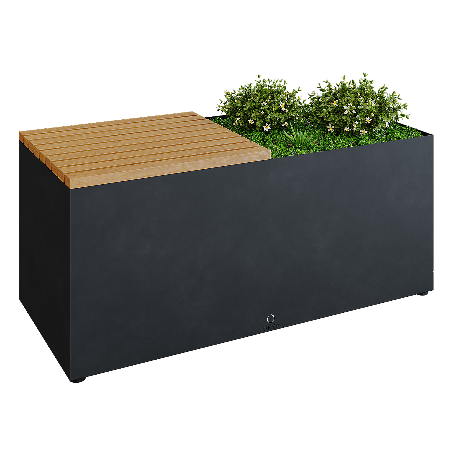 OFYR Gartenbank Black mit Pflanzenschale