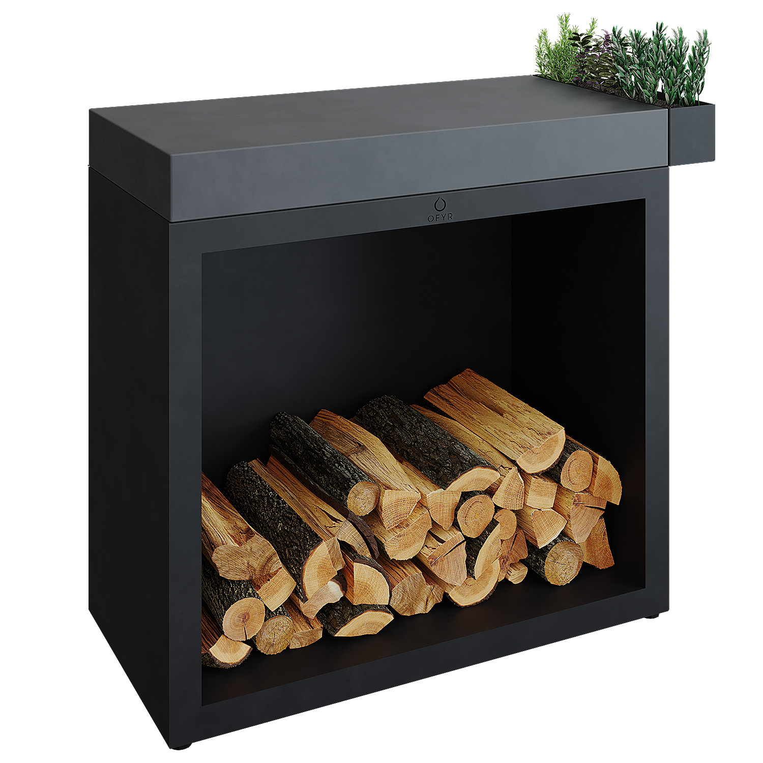 OFYR Holzfach Black 90 mit Arbeitsplatte Keramik