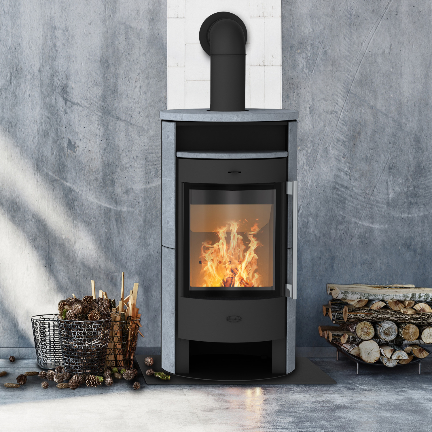 Fireplace Durango Kaminofen Stahl Schwarz | Speckstein