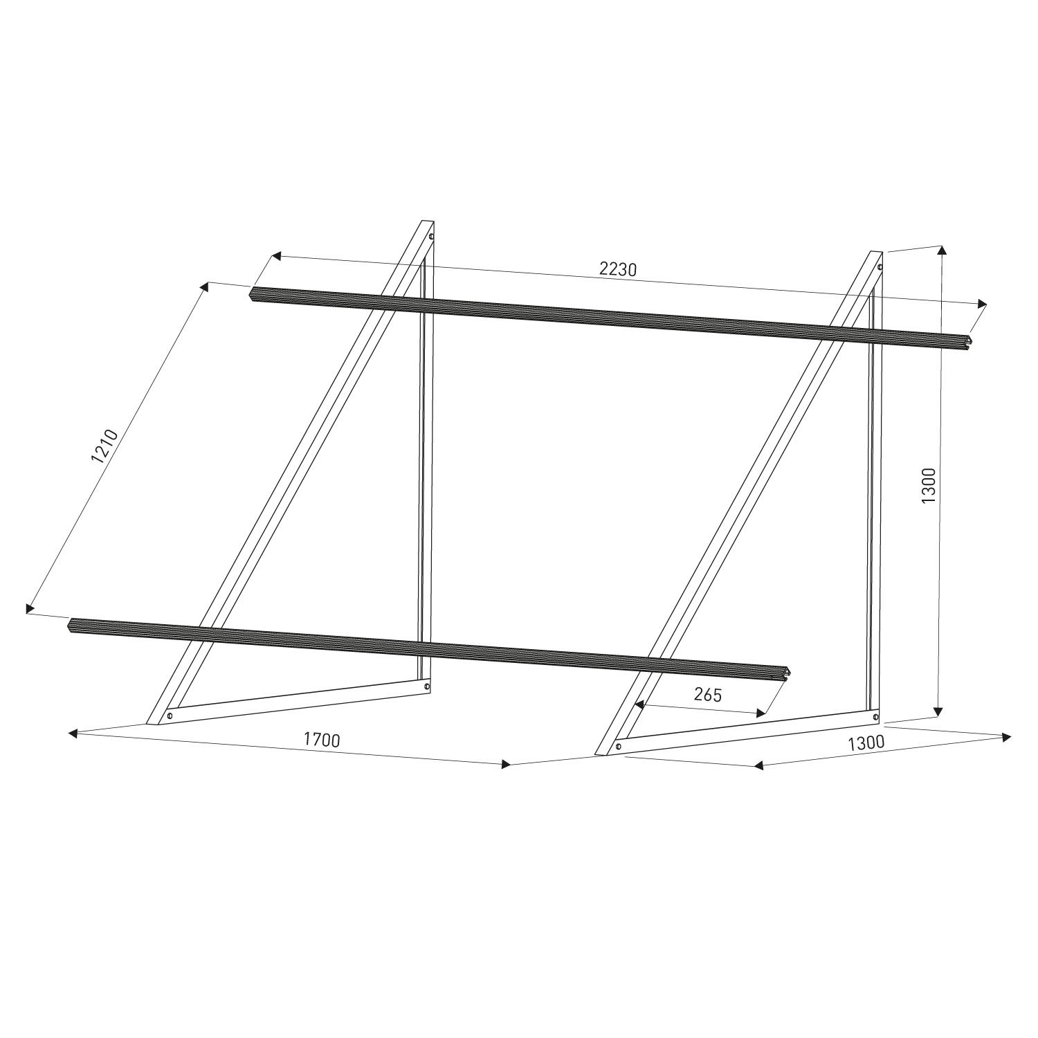 Sunex Flachdachmontageset für 2 Flachkollektoren Basicx 2.0