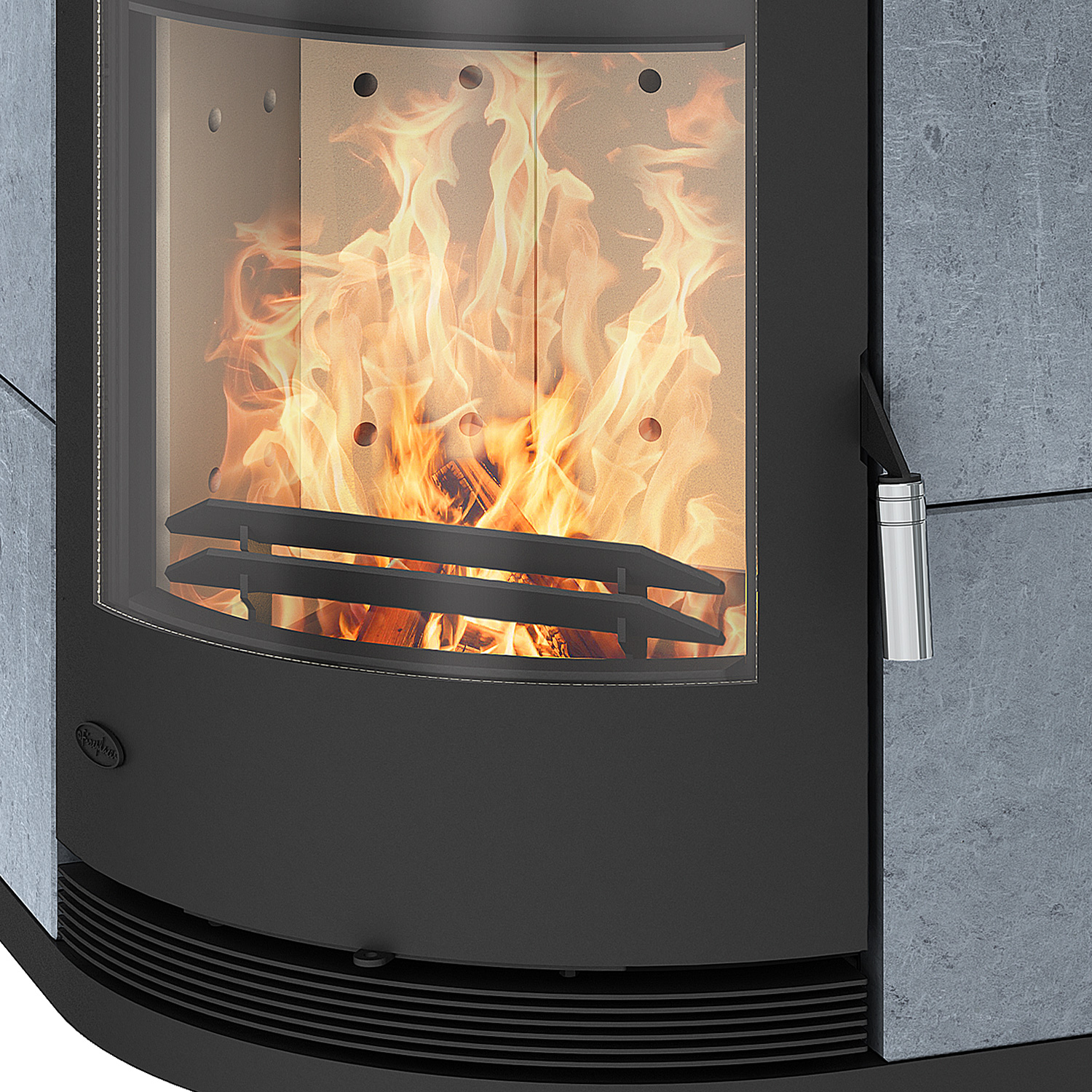 Fireplace Lyon Eckkaminofen Stahl Schwarz | Speckstein