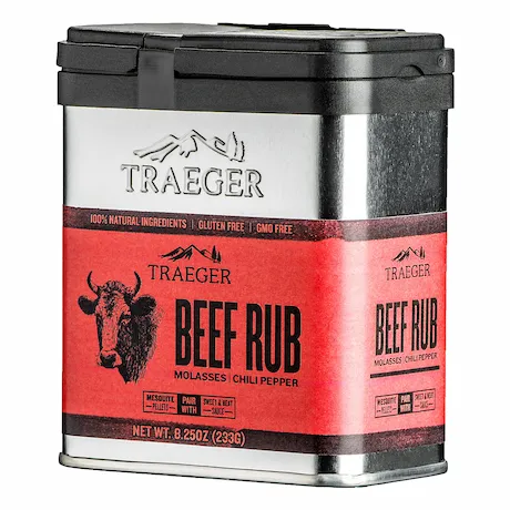 Eine Dose Traeger Beef Rub Gewürzmischung