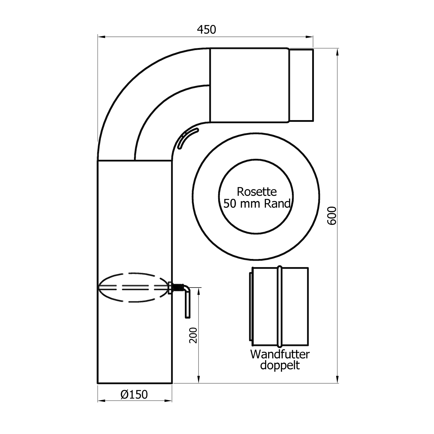 Raik Rauchrohr / Ofenrohr 150mm - Rauchrohrset Rund gussgrau