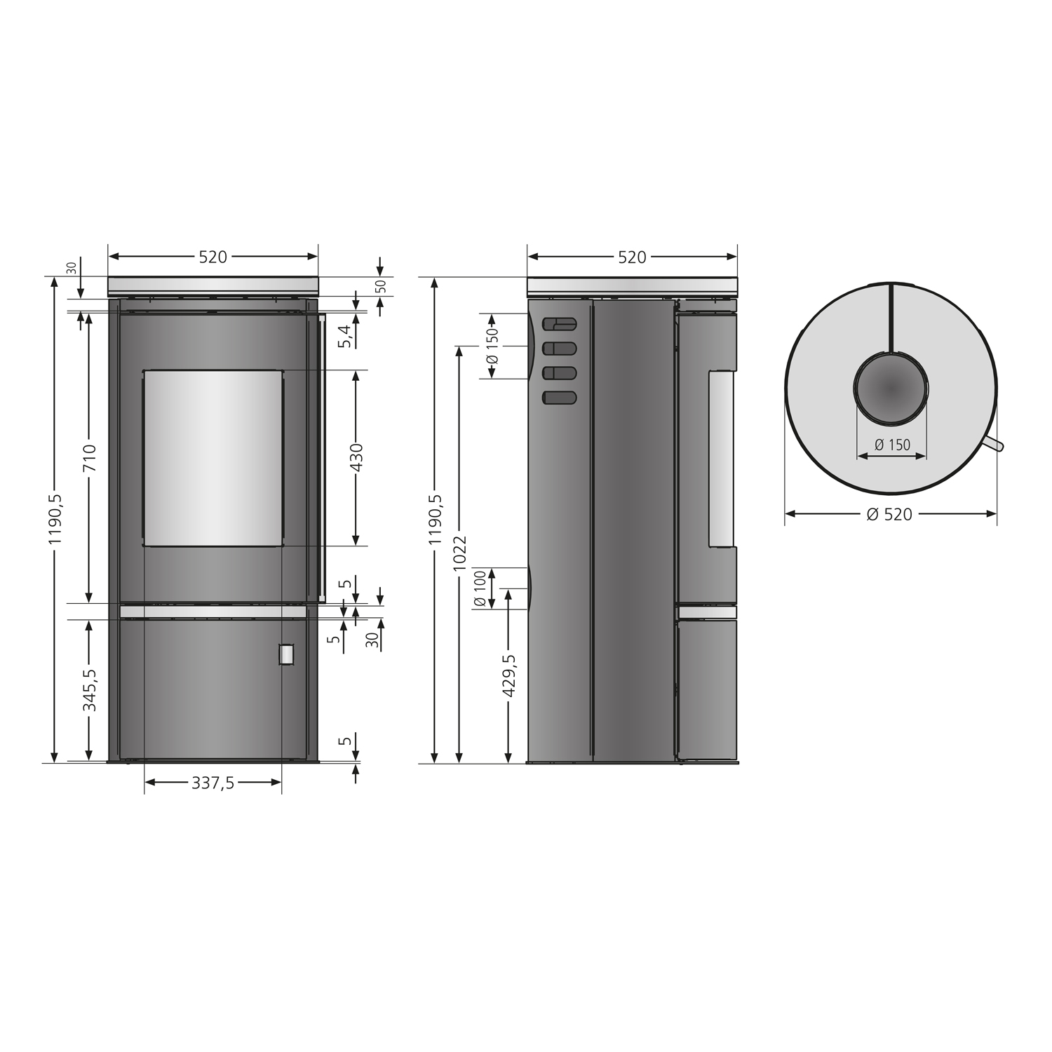 Justus Faro Top 2.0 Kaminofen Stahl Schwarz