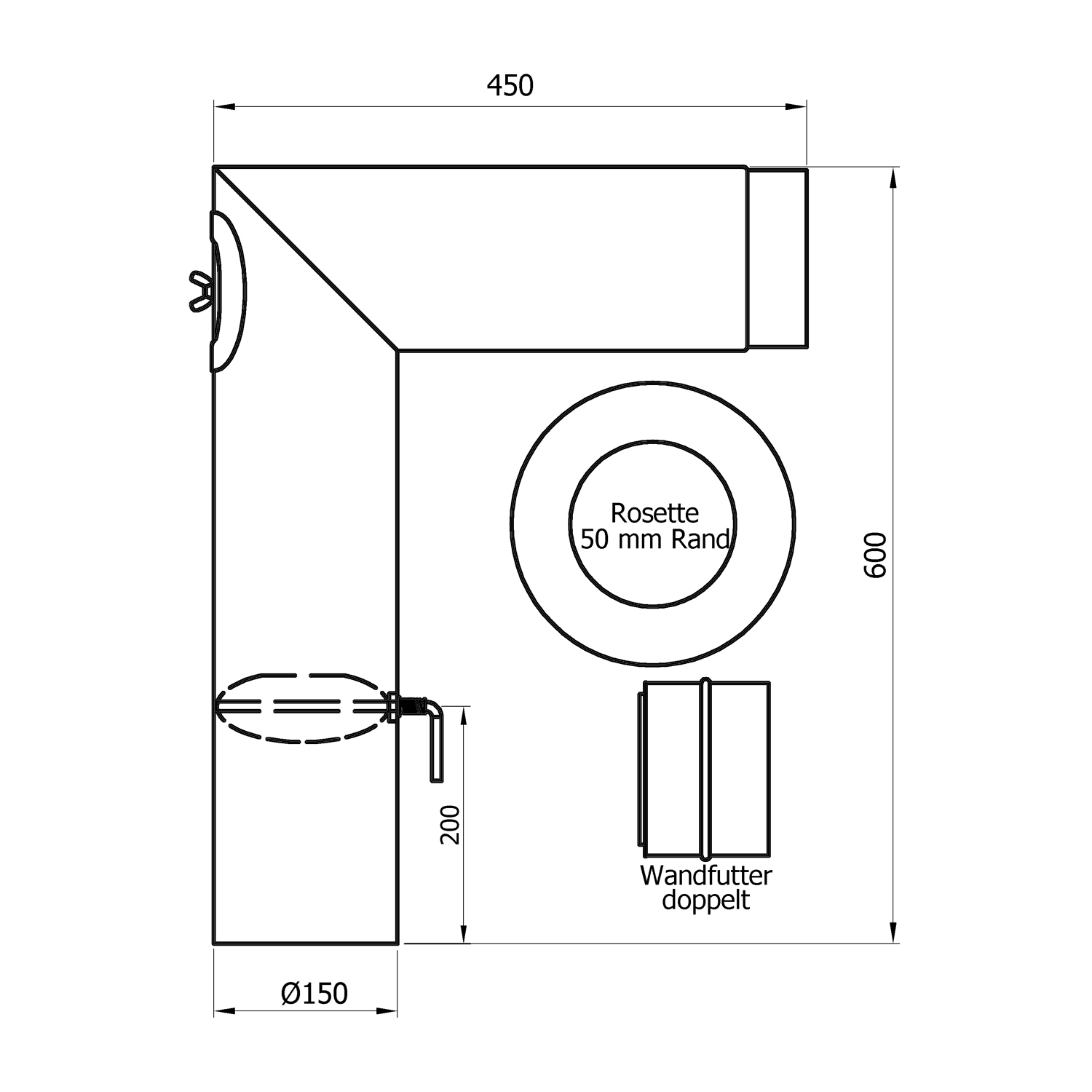 Raik Rauchrohr / Ofenrohr 150mm - Rauchrohrset gussgrau 2-teilig