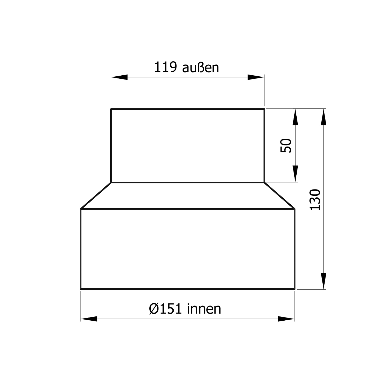 Raik Rauchrohr / Ofenrohr Reduzierung 150mm - 120mm schwarz