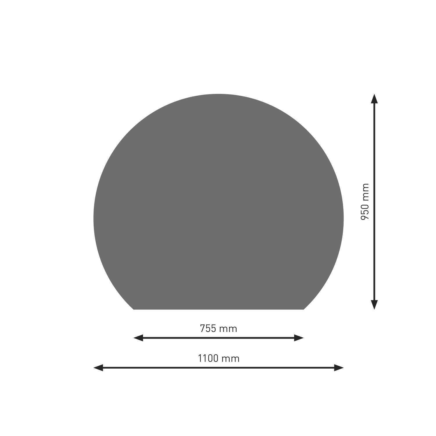 Raik Bodenplatte B7 Kreisabschnitt gussgrau pulverbeschichtet 1100 x 950 mm