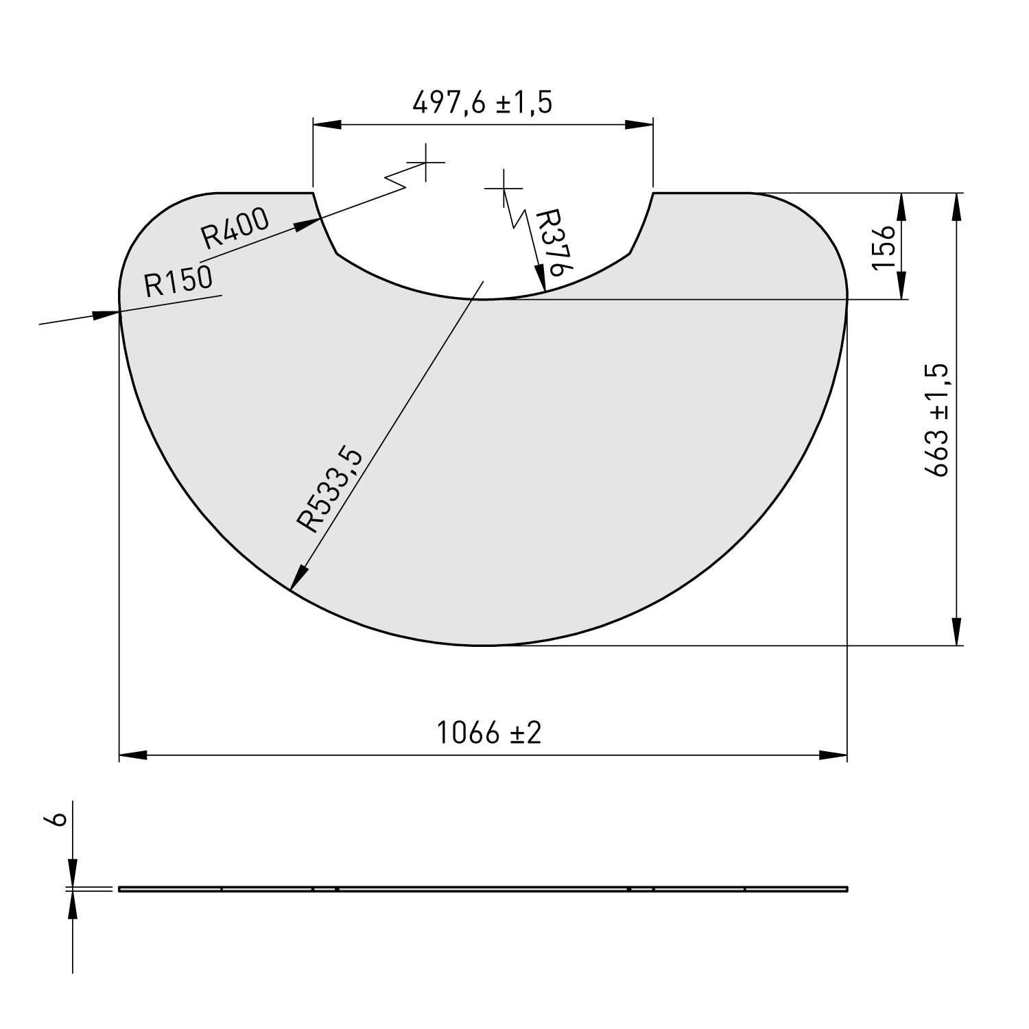 Lotus Passgenaue Vorlegeplatte Glas für Prio