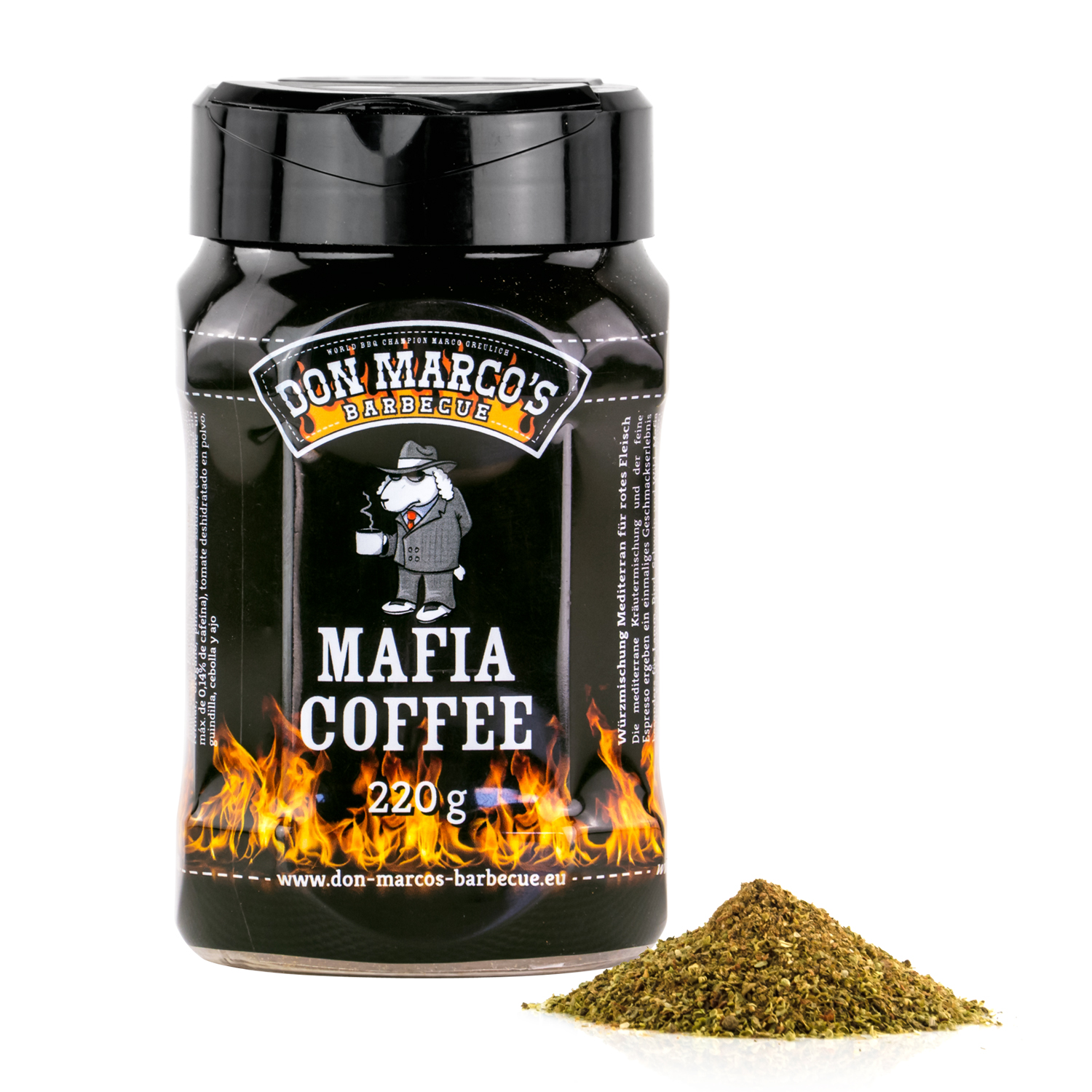 Don Marco´s Rub-Set: Cherry Bomb, Mafia Coffee, PigWing® Seasoning, Carolina Mustard & King Cacao