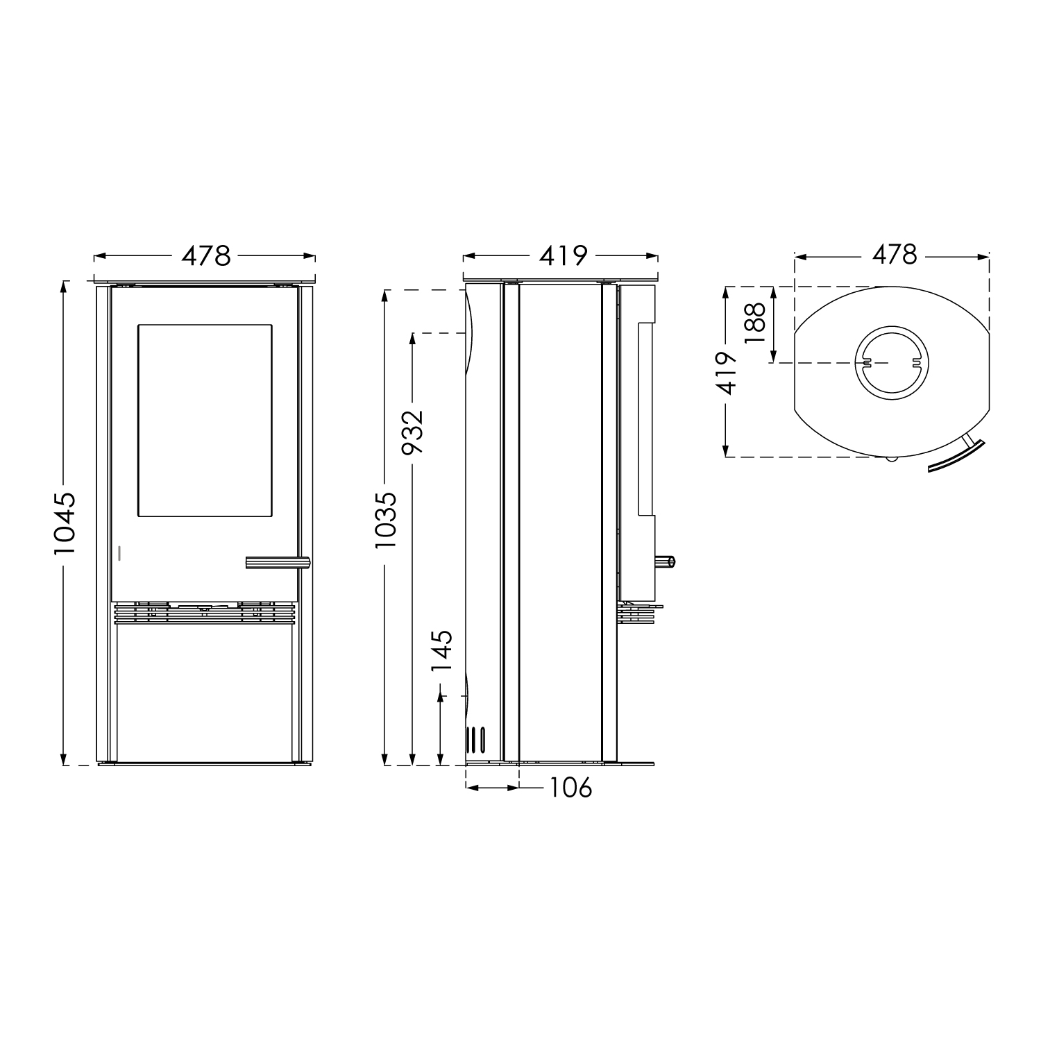 TermaTech TT20 Kaminofen Stahl Schwarz