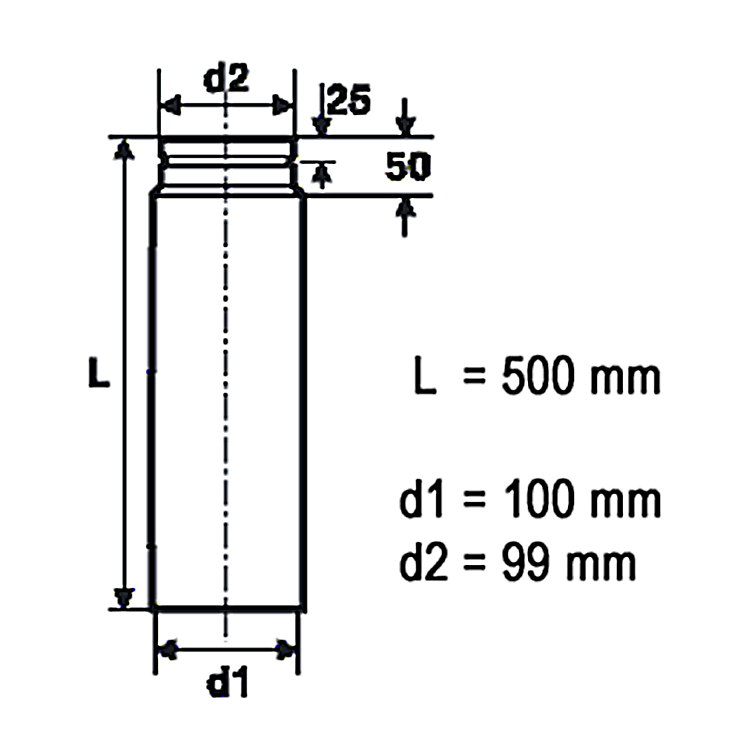 Raik Pelletrohr / Ofenrohr 100mm - 500mm