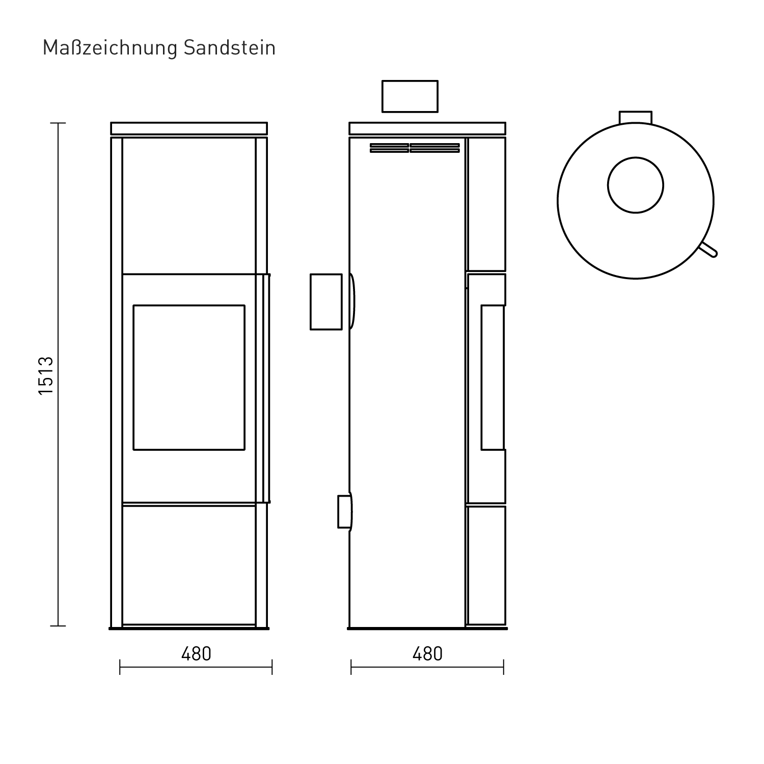 Fireplace Perondi Kaminofen RLU Stahl Schwarz | Topplatte Sandstein