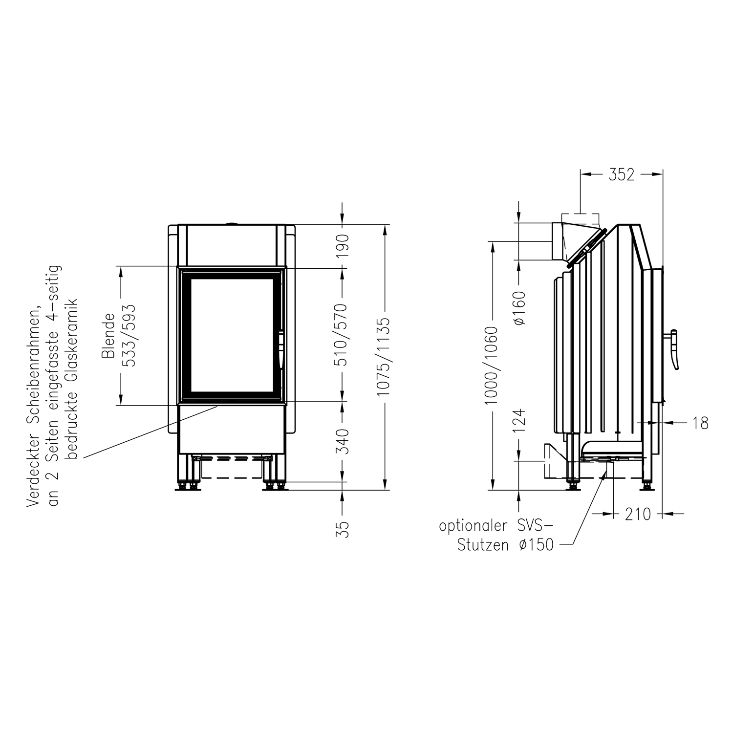 Spartherm Mini R1V-4S Kamineinsatz 51 cm links