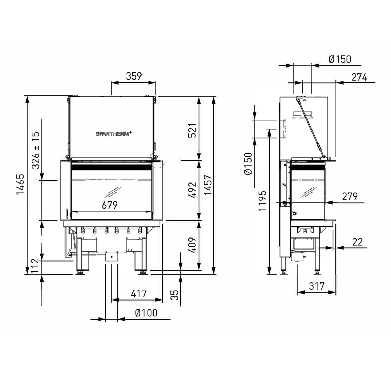 Spartherm Lean 3RL-70h RLU Kamineinsatz