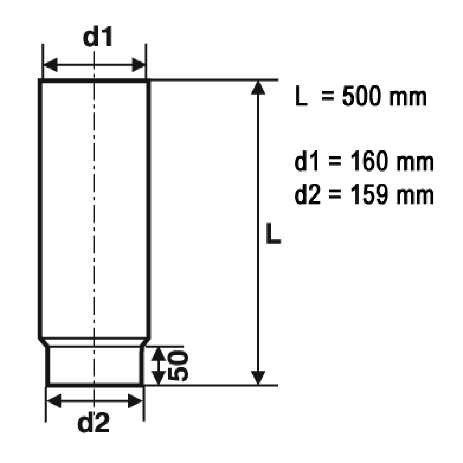 Raik Rauchrohr / Ofenrohr 160mm - 500mm gussgrau