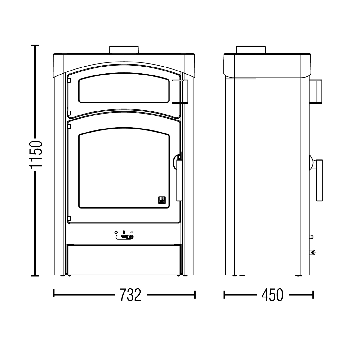 Austroflamm Pallas Back Kaminofen Stahl Gussgrau + 1 m³ Kaminholz gratis