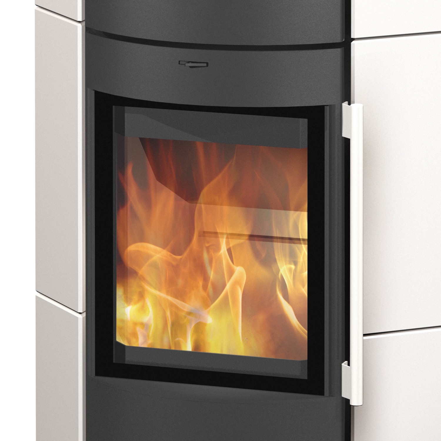 Fireplace Adelaide Eckkaminofen Stahl Schwarz | Keramik Mattweiß