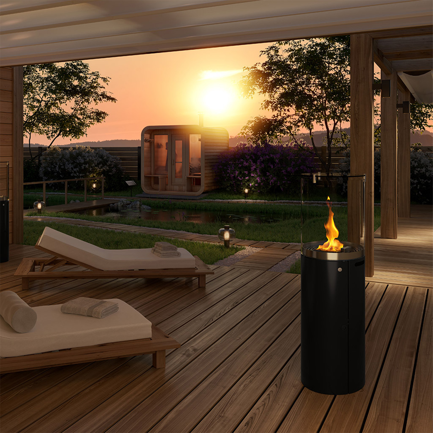 GRDN Fuora R Outdoor-Kamin Nero