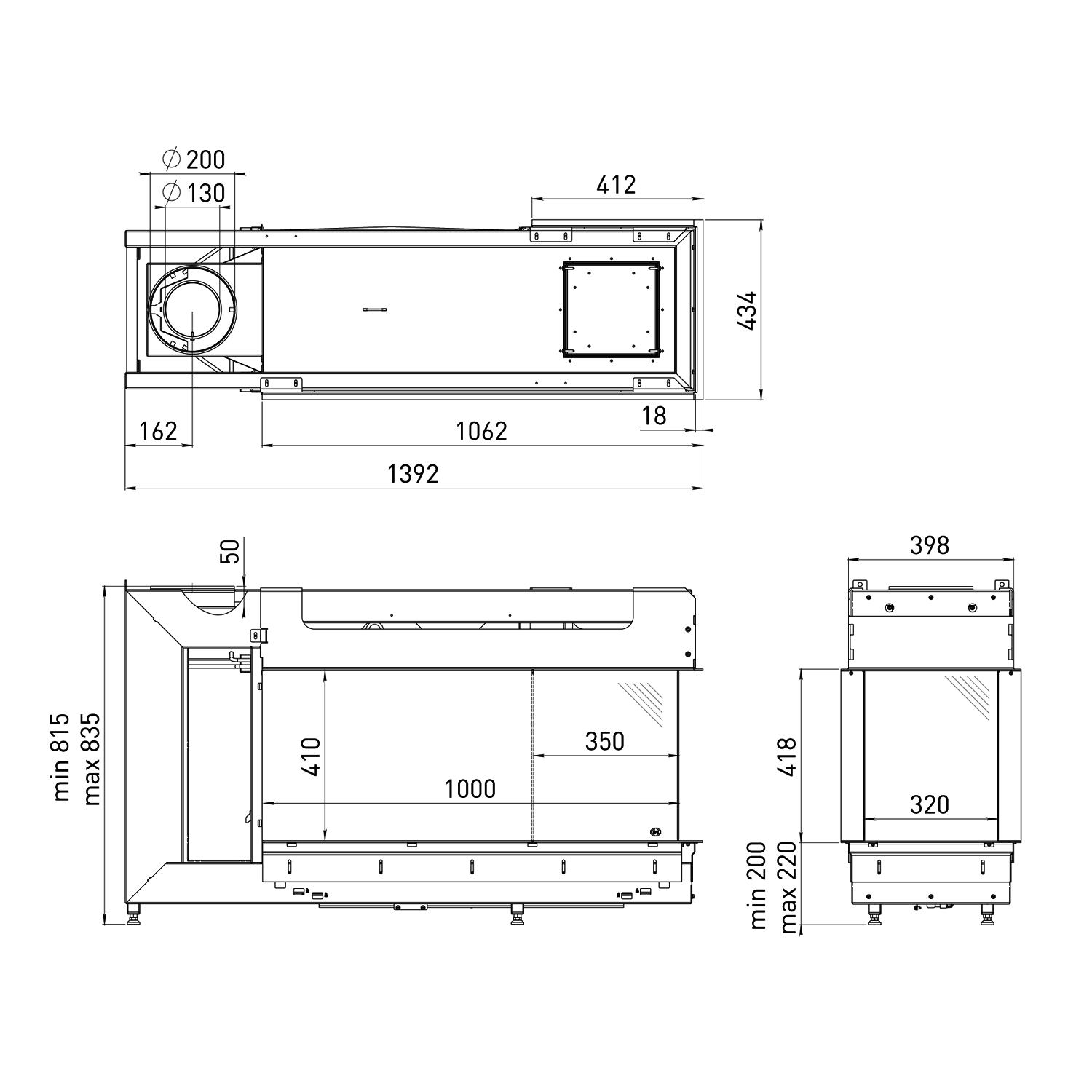 Spartherm DRU Metro 100XTL-41 RCH Gas-Kamineinsatz G20 / Links / Ceraglas