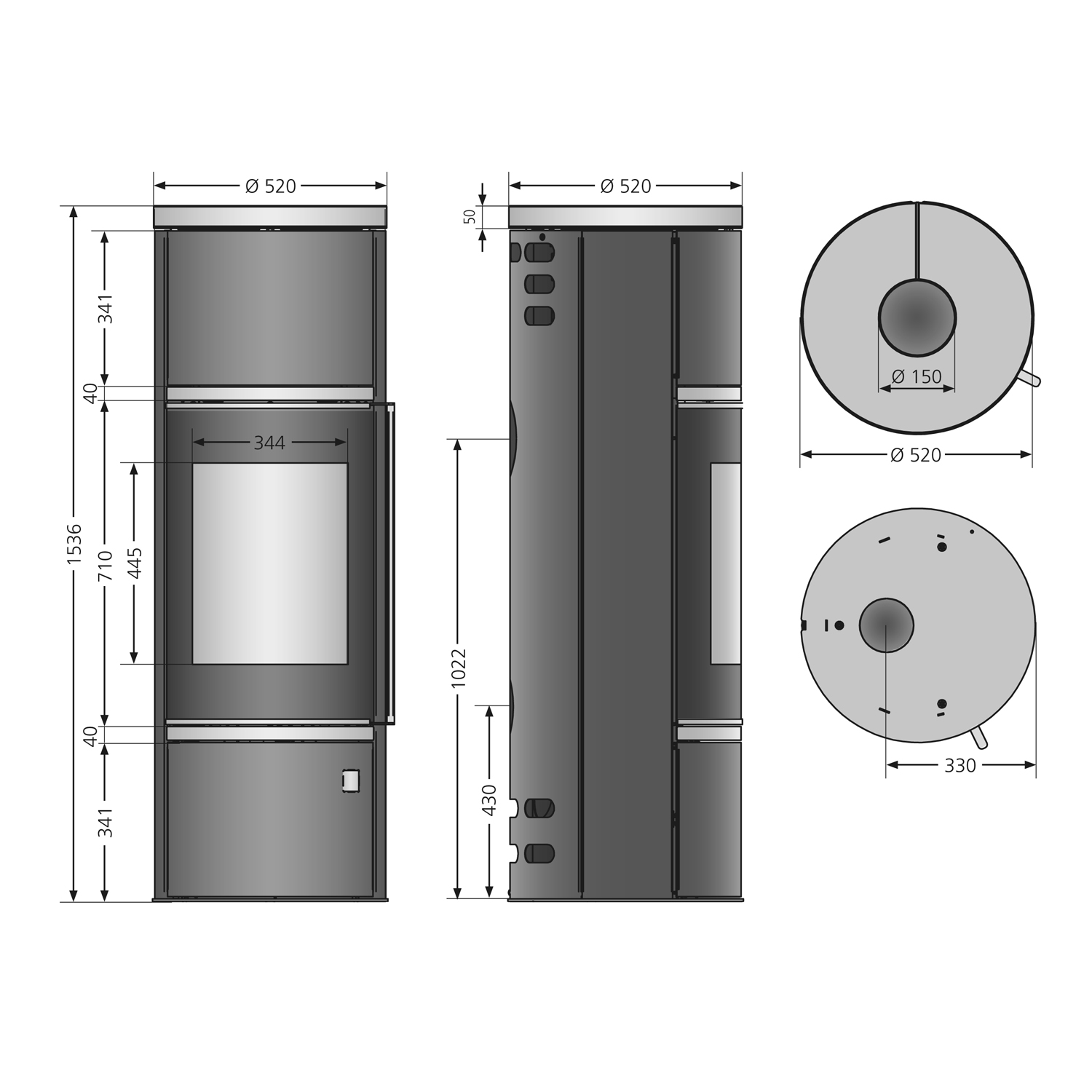 Oranier Arena W+ 2.0 Kaminofen Stahl Schwarz mit Abdeckplatte Glas