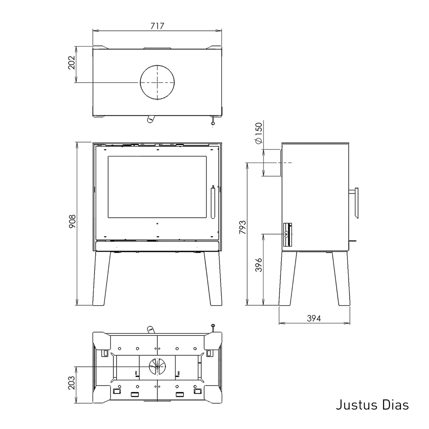 Justus Holzfüße für Dias und Oranier Ziva, 4-teilig