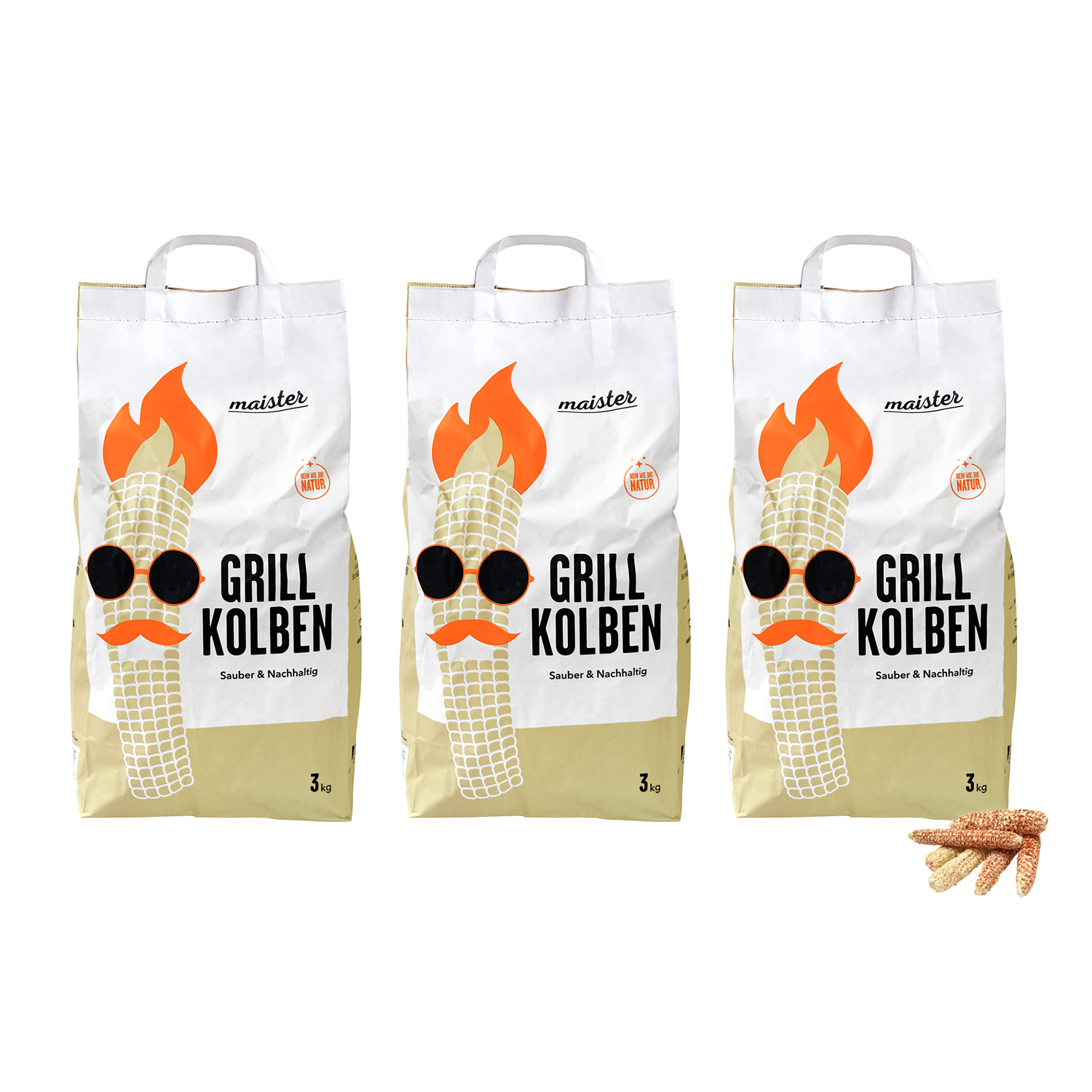 Maister BBQ Grillkolben 3er-Pack (9 kg)