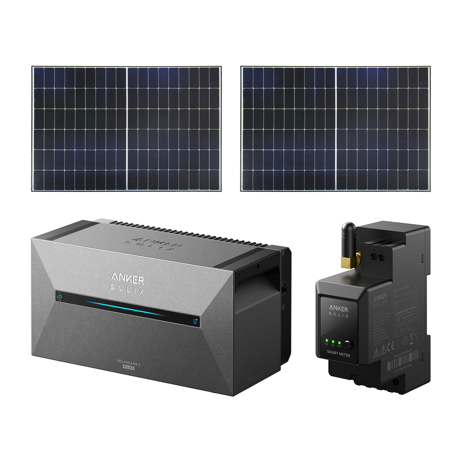 Balkonkraftwerk 850 W mit Anker SOLIX 2 E1600 PRO Speicher (2x Solarpanel 425 W)