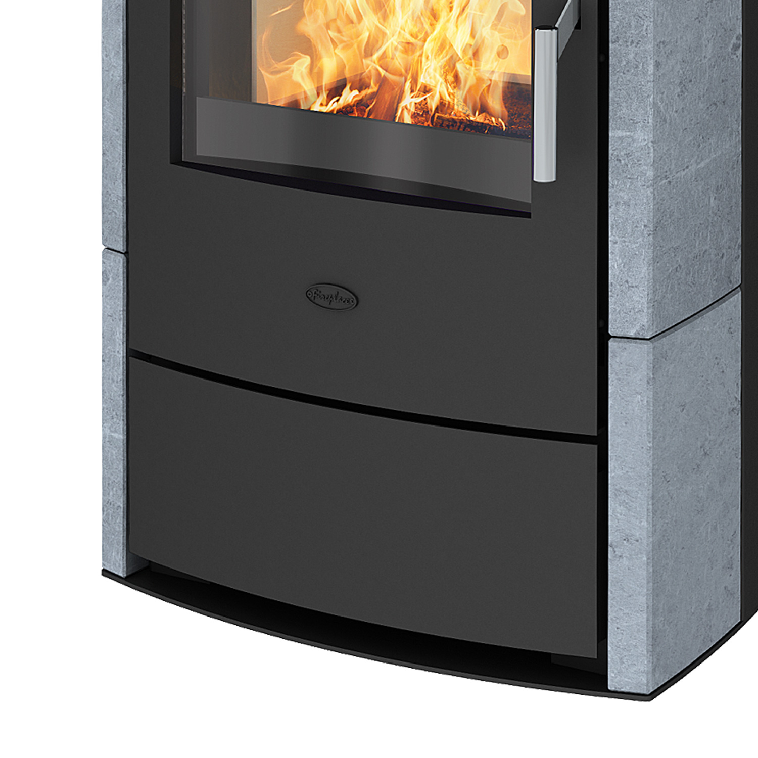 Fireplace Meltemi Dauerbrandofen Stahl Schwarz | Speckstein