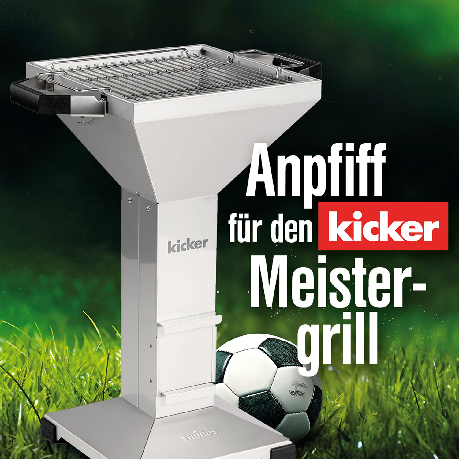 Thüros T3 Säulengrill Grillfläche 42 x 42 cm mit Standfuß Kicker-Sonderedition