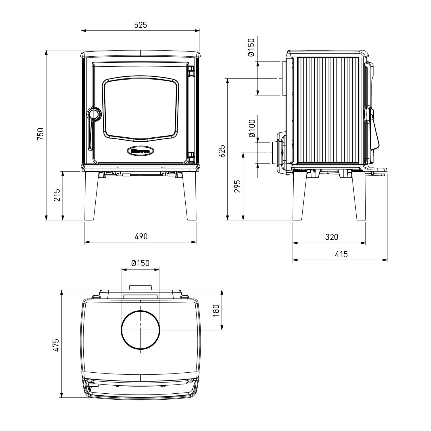 Dovre 525 CB Kaminofen Gusseisen Schwarz