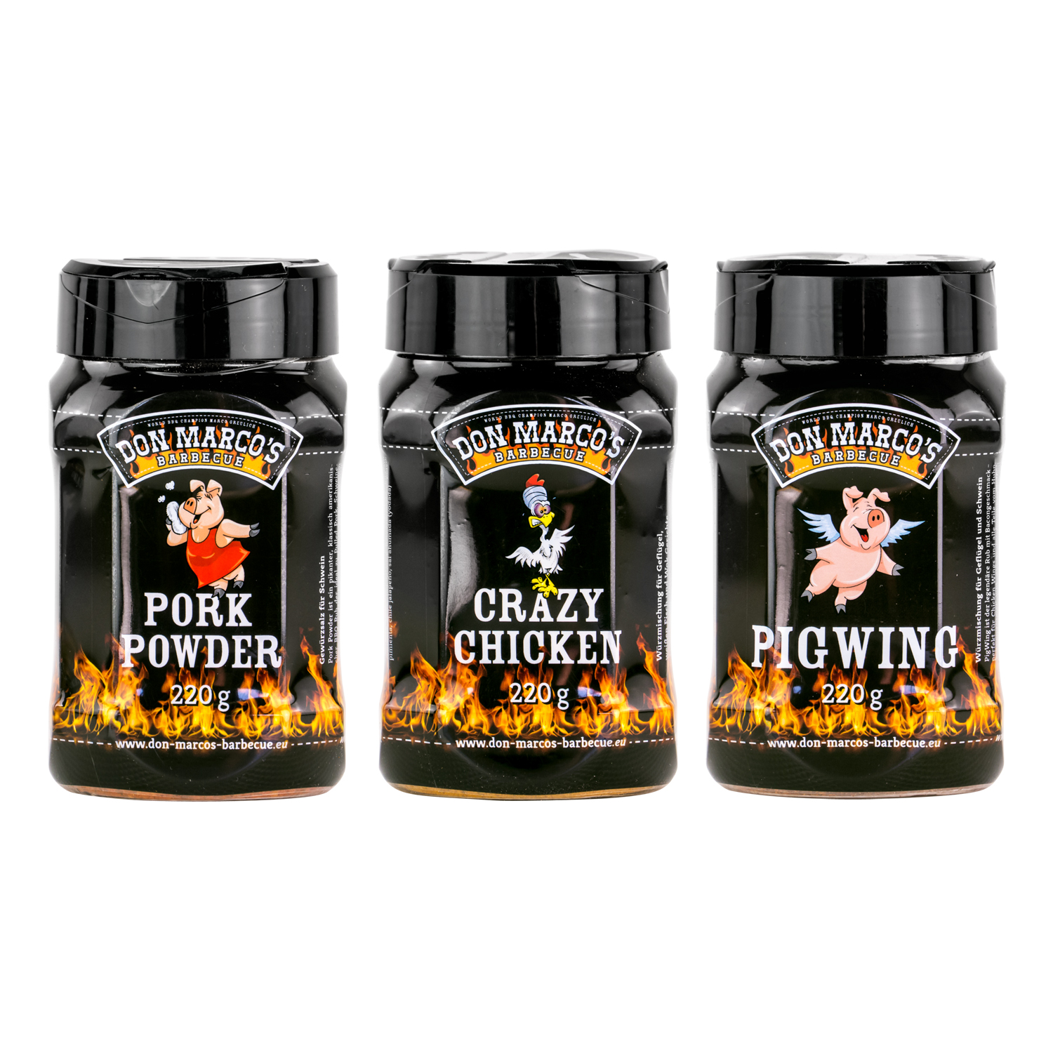 Don Marco´s Rub-Set: Pork Powder, Crazy Chicken & PigWing® Seasoning