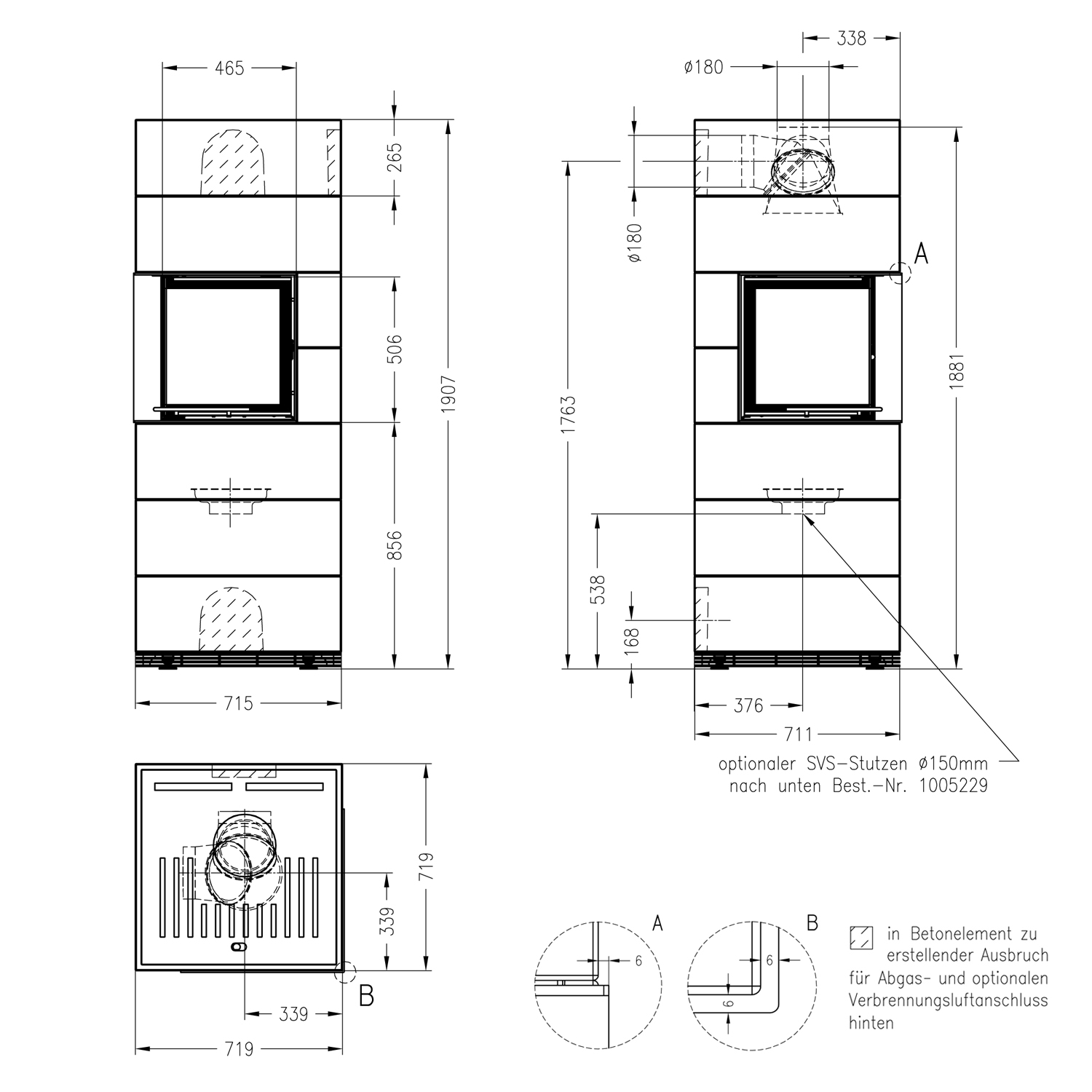 Spartherm Kaminbausatz SIM 3/2/Mini 2LRh-4S Natur