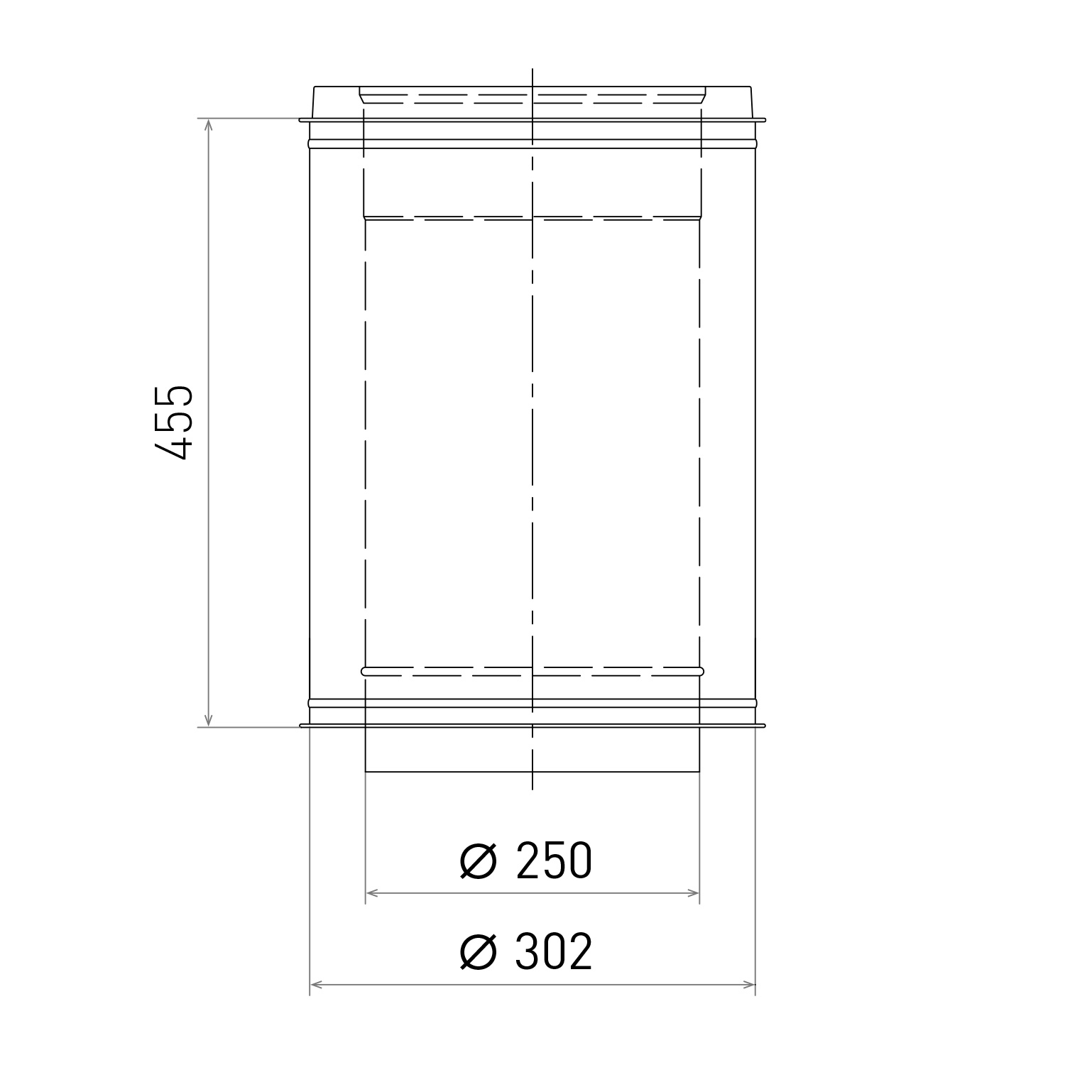 Opsinox Edelstahlschornstein 250mm Längenelement B500