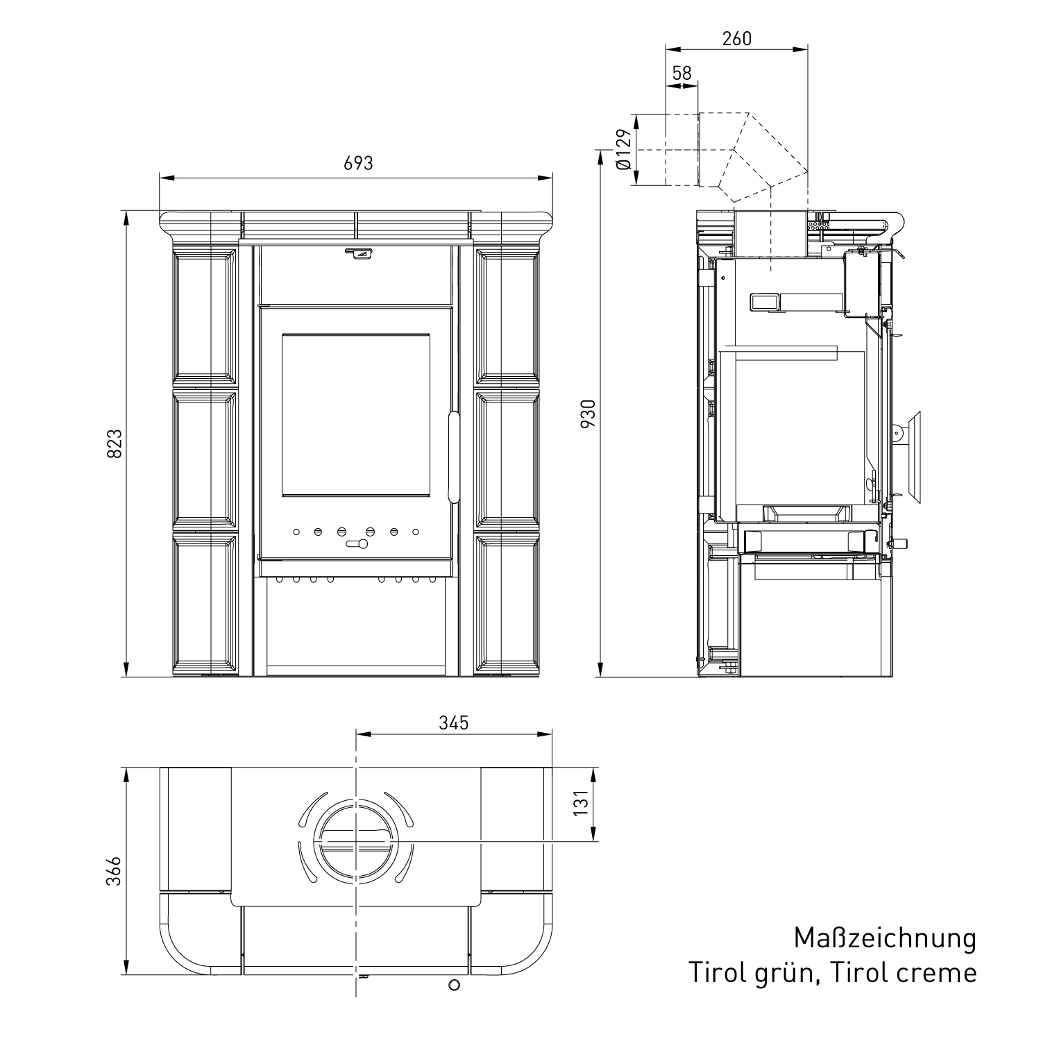 Haas+Sohn Tirol Kaminofen Perlschwarz / Creme