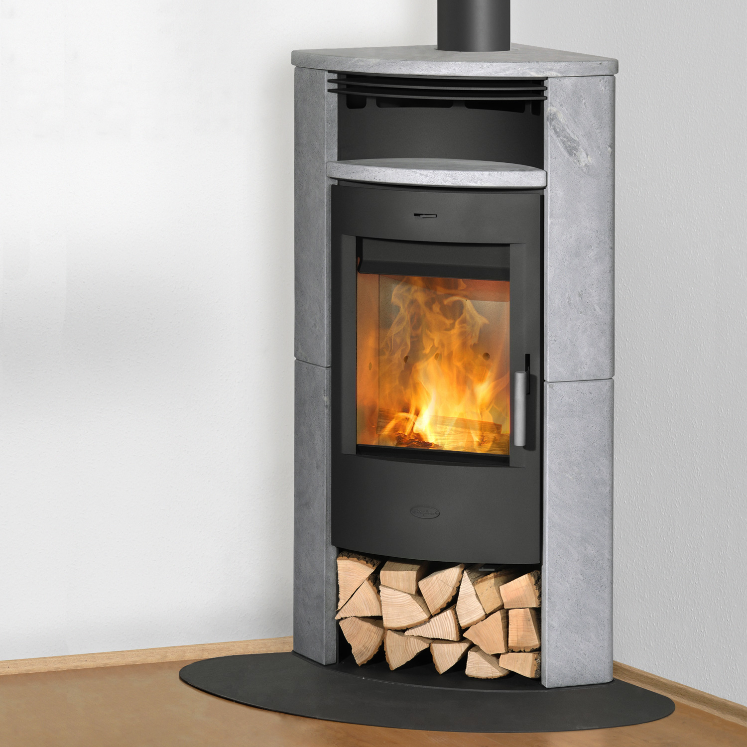 Fireplace Malta Eckkaminofen Stahl Schwarz | Speckstein