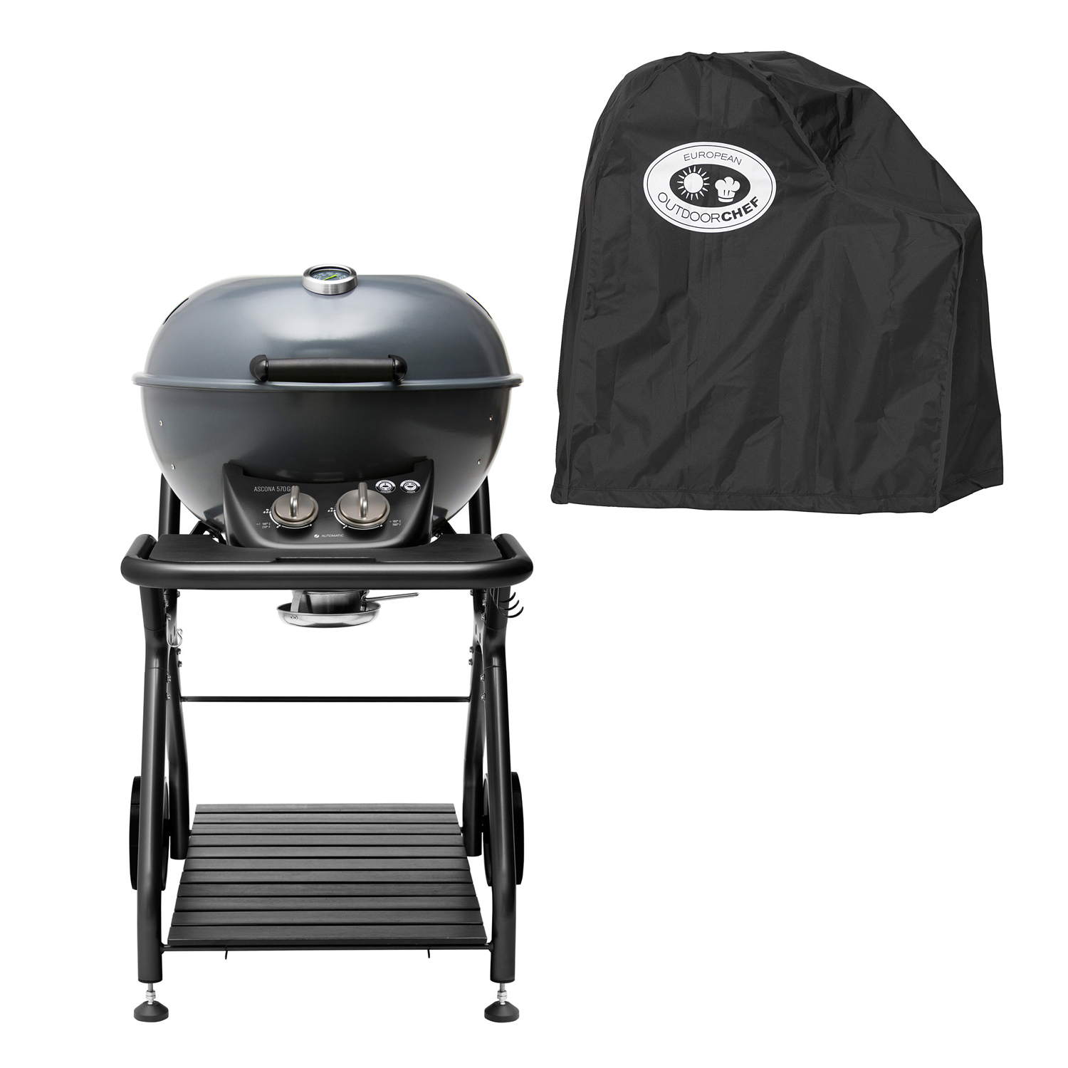 Outdoorchef Ascona 570 G Gas-Kugelgrill Dunkelgrau + Abdeckhaube