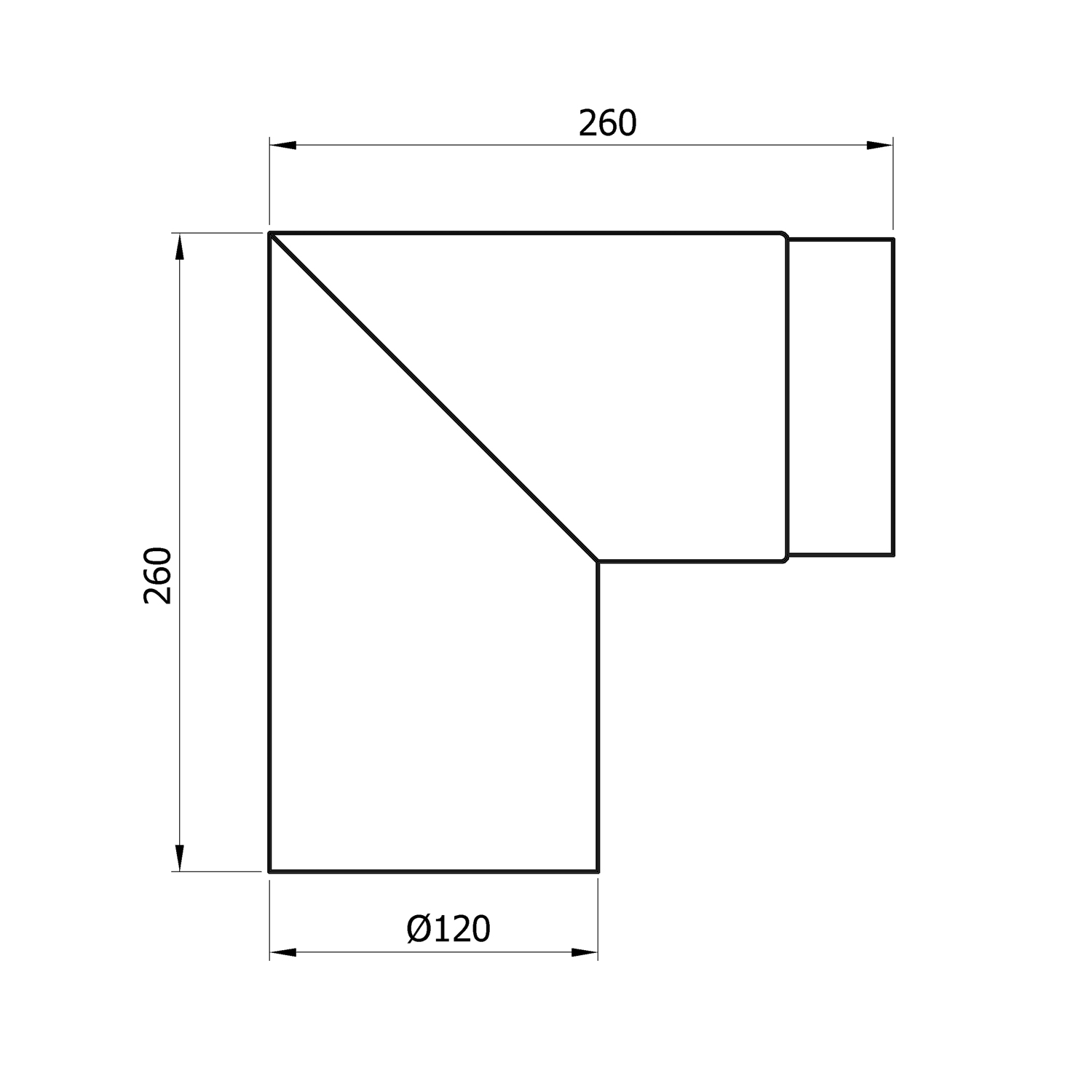 raik Rauchrohrbogen / Ofenrohr 120mm - 90° zweiteilig schwarz