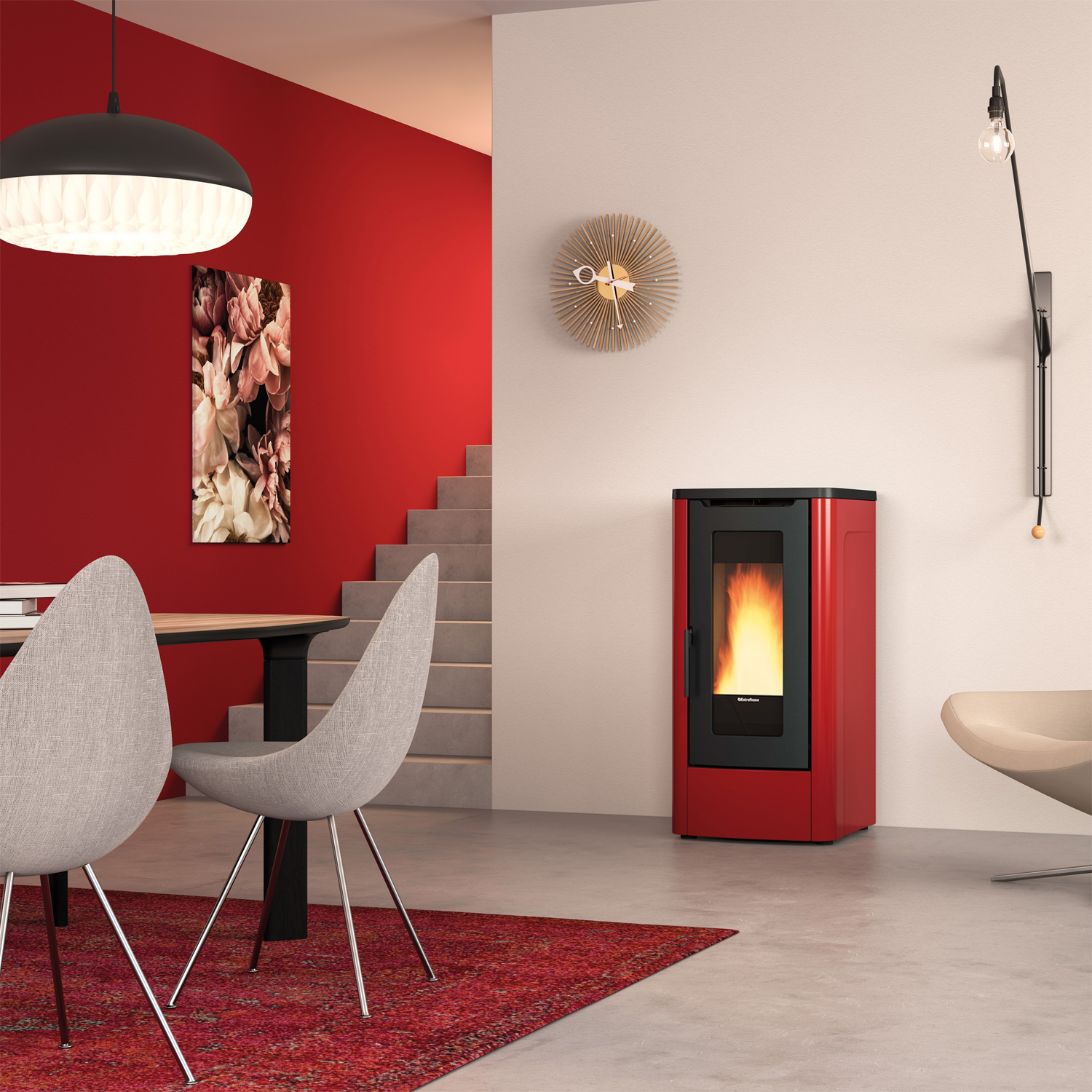 Extraflame Dahiana VFS Pelletofen Stahl Bordeaux