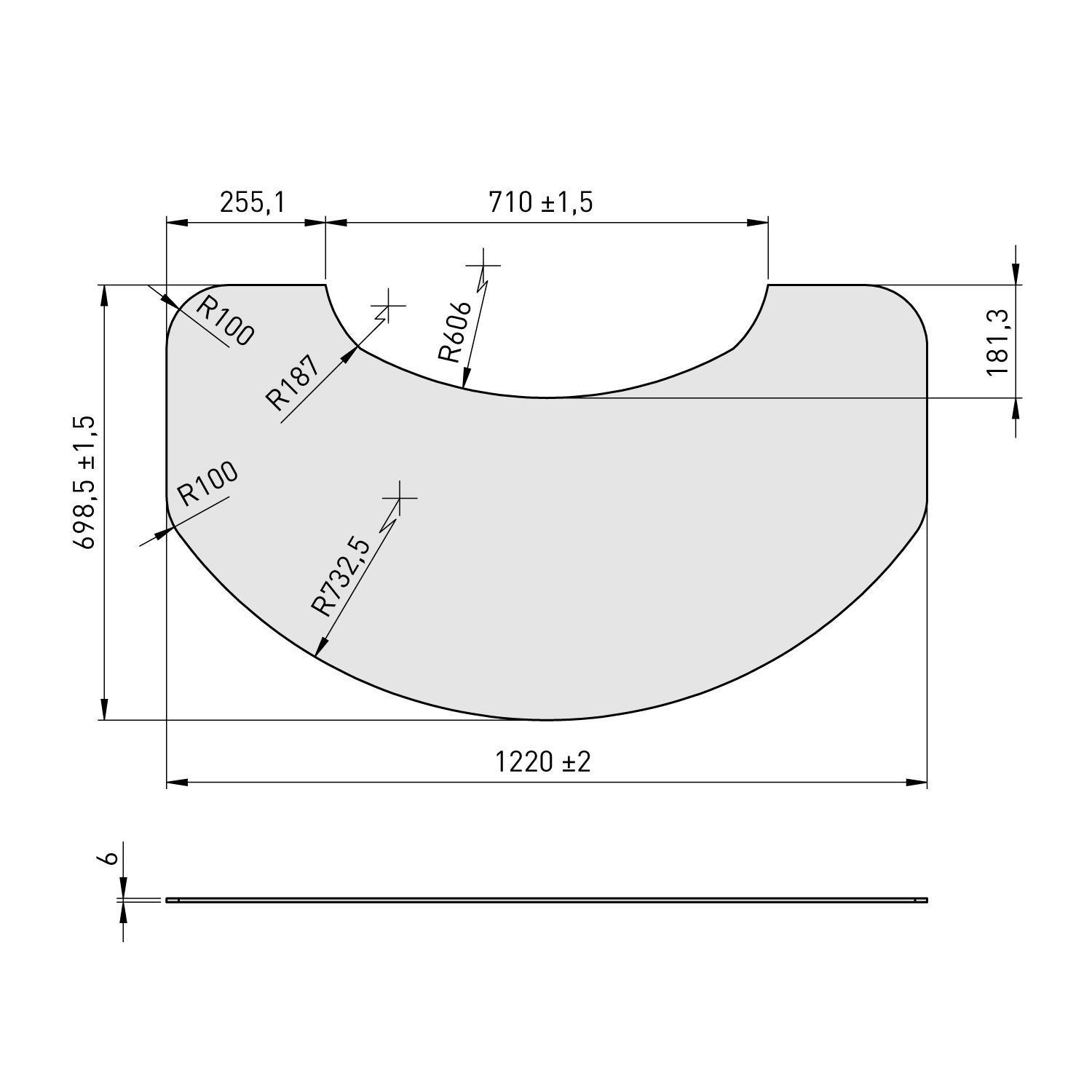 Lotus Passgenaue Vorlegeplatte Glas für Jubilee 35