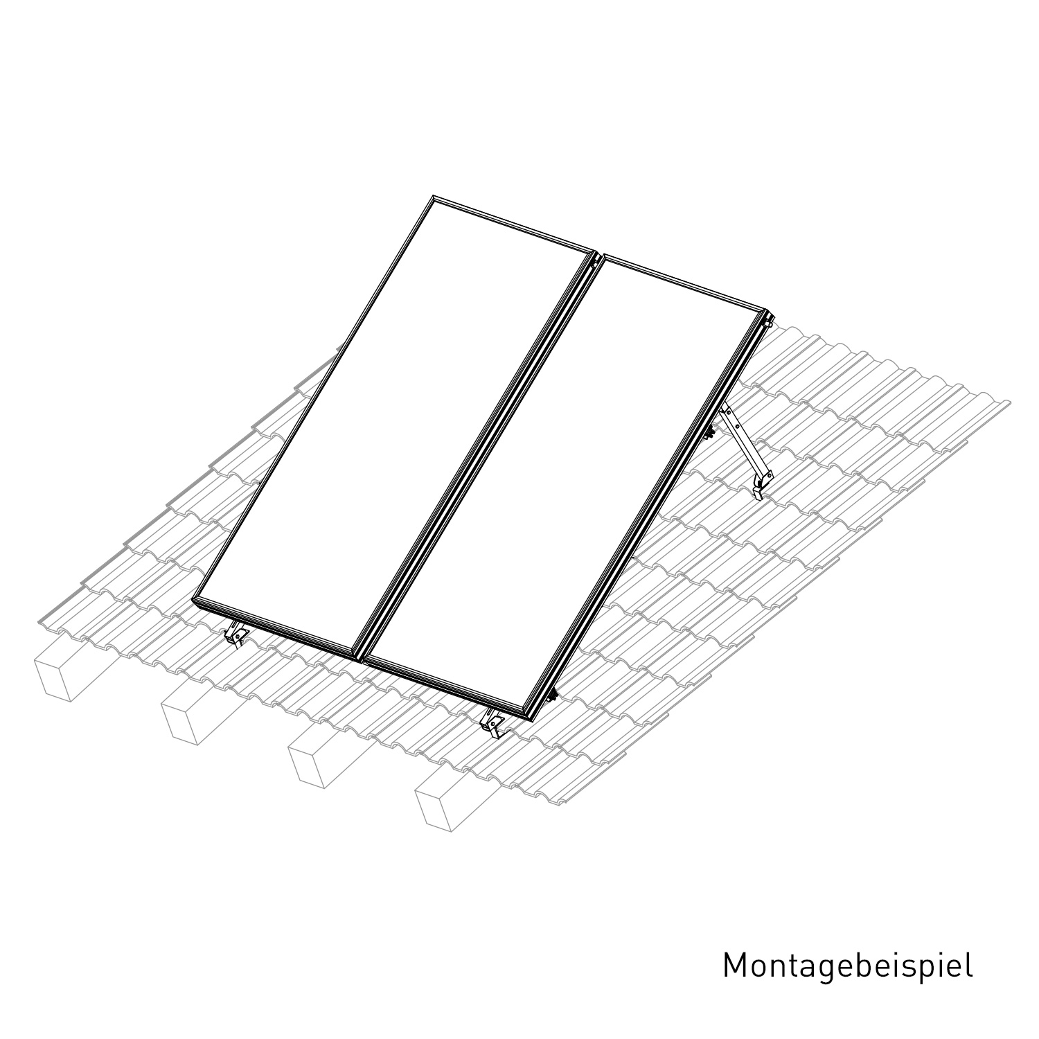 Sunex Standard Schrägdachmontageset 10-25 Grad für 2 Flachkollektoren Basicx 2.0