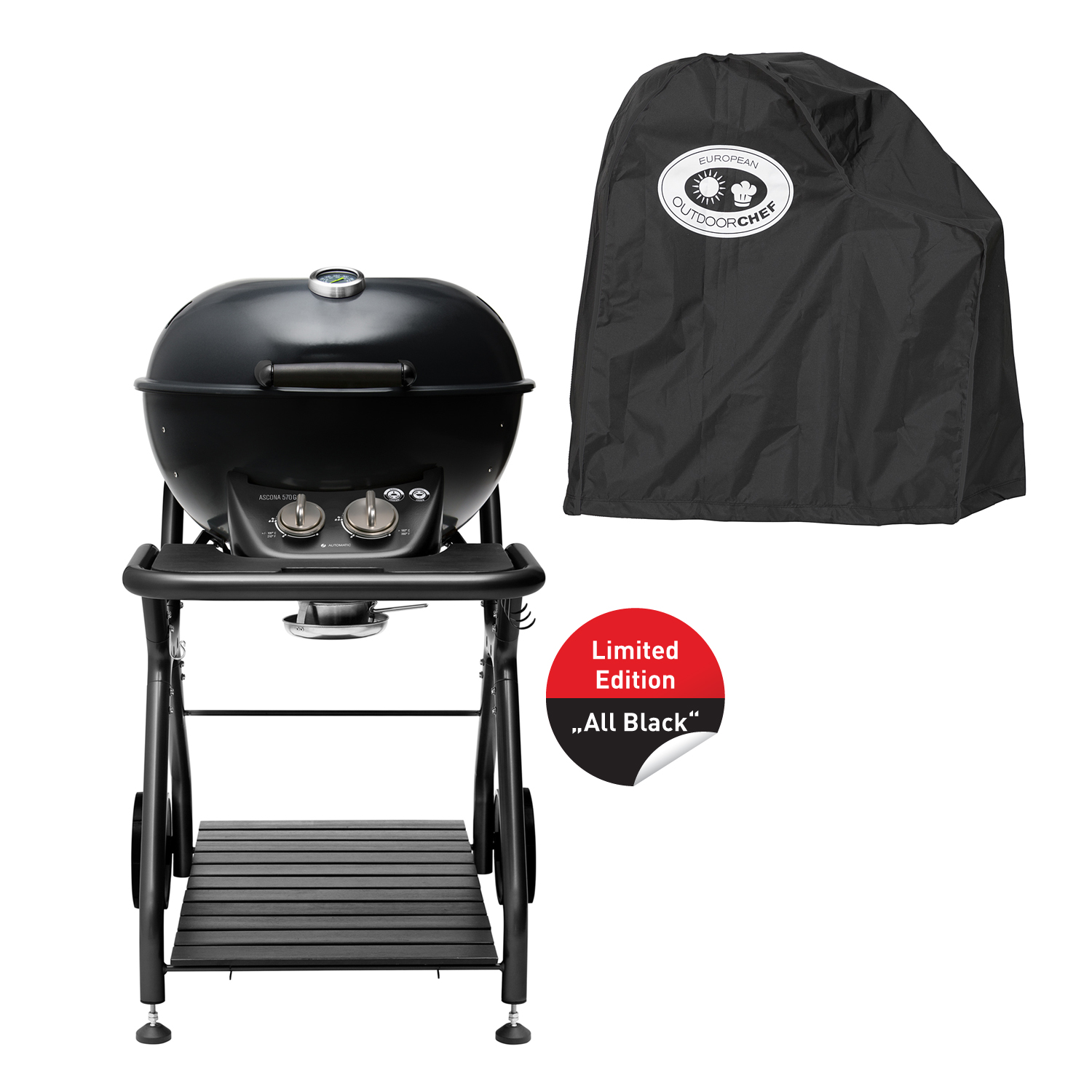 Outdoorchef Ascona 570 G Gas-Kugelgrill Limited Edition All Black + Abdeckhaube