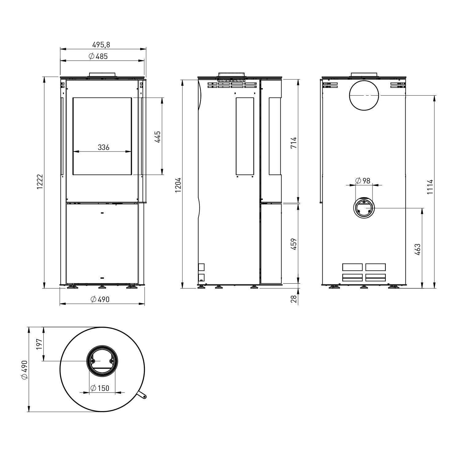 Fireplace Elite Magnolia Kaminofen Stahl Schwarz mit Abdeckplatte Glas