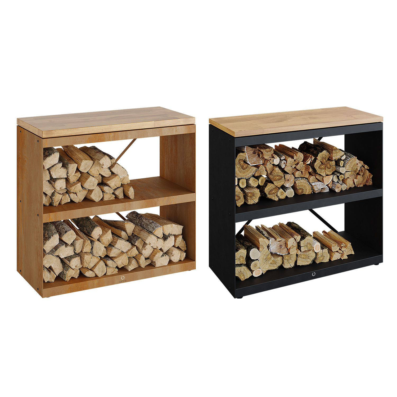 OFYR Holzregal Black mit Arbeitsplatte