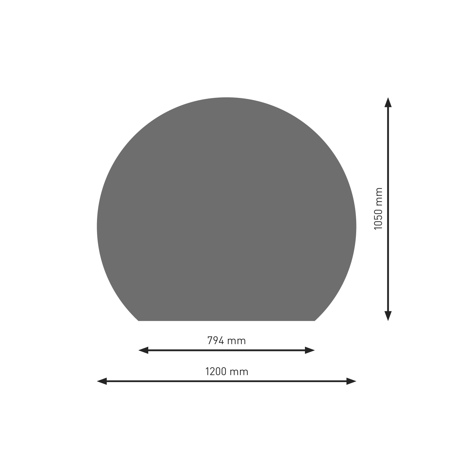 Raik Bodenplatte B7 Kreisabschnitt gussgrau pulverbeschichtet 1200 x 1050 mm