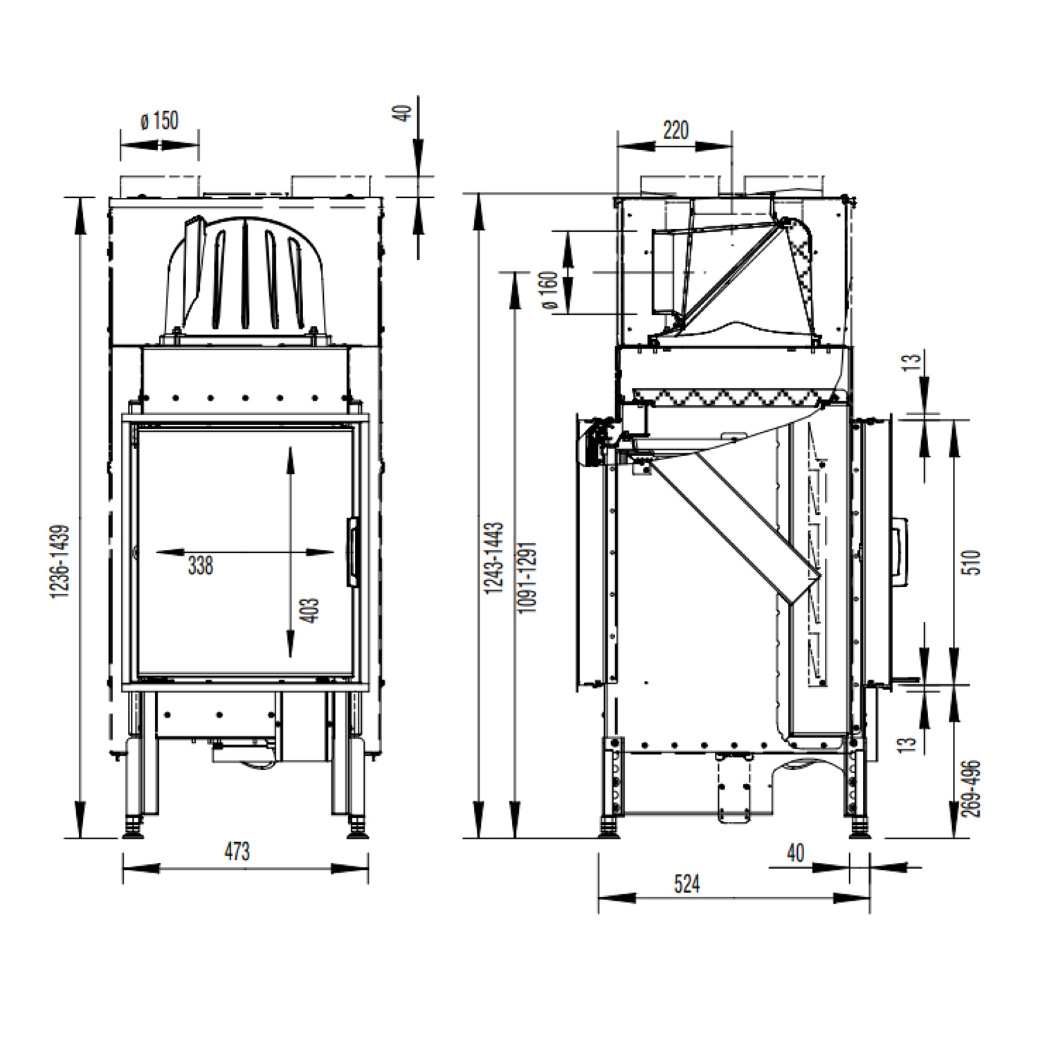 Austroflamm 45x51 K II Kamineinsatz Tunnel