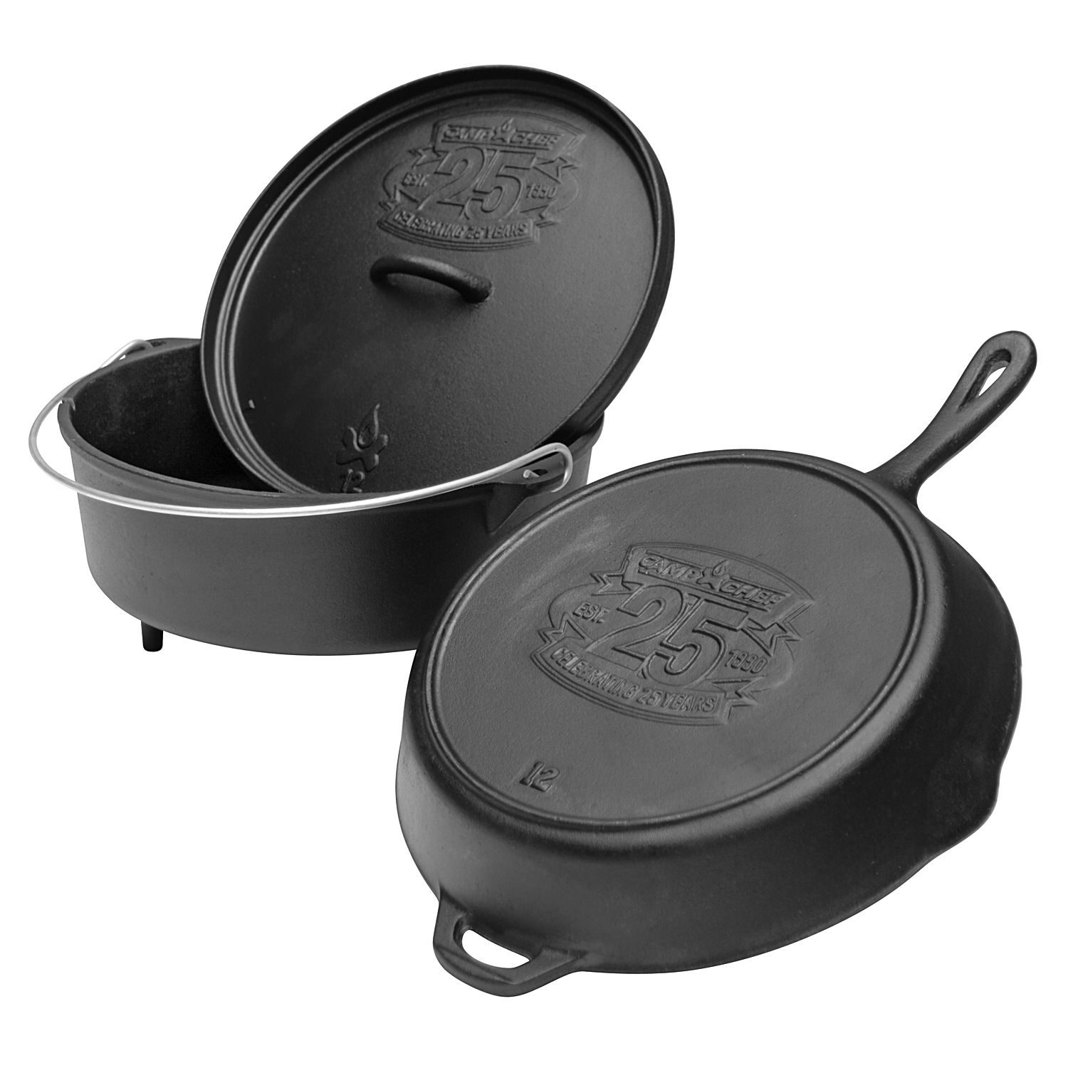 Camp Chef Classic Dutch Oven SDO-12 + Cast Iron Pfanne 30 cm + Deckel