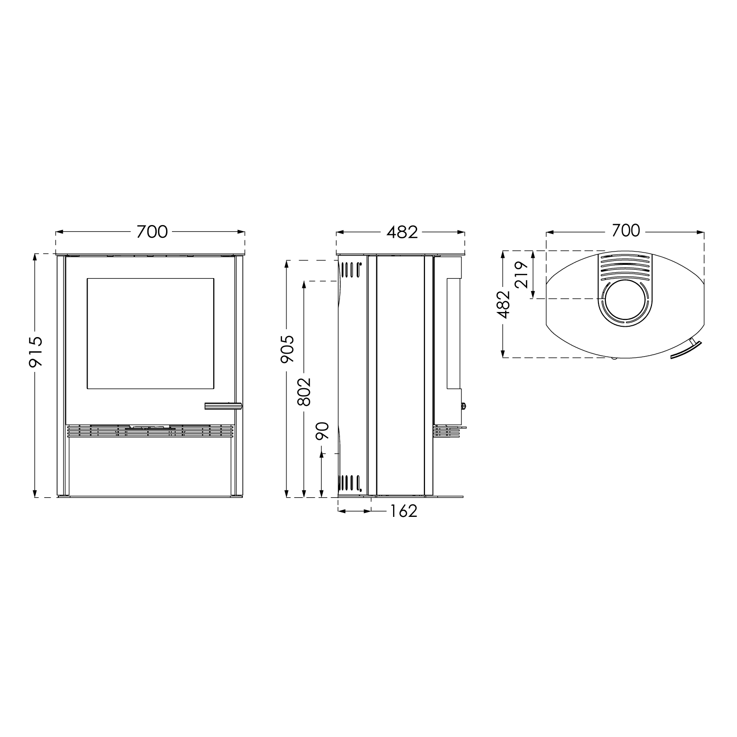 TermaTech TT22 Kaminofen Stahl Schwarz