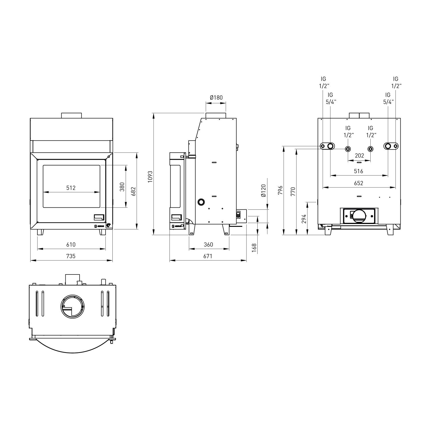 Aquaflam 25 Panorama Basic Wasserführender Kamineinsatz