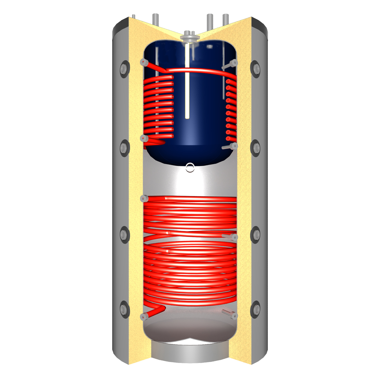 Pufferspeicher THKE/R2 1500 (1501 Liter) mit Brauchwasser + 2x Solarwärmetauscher